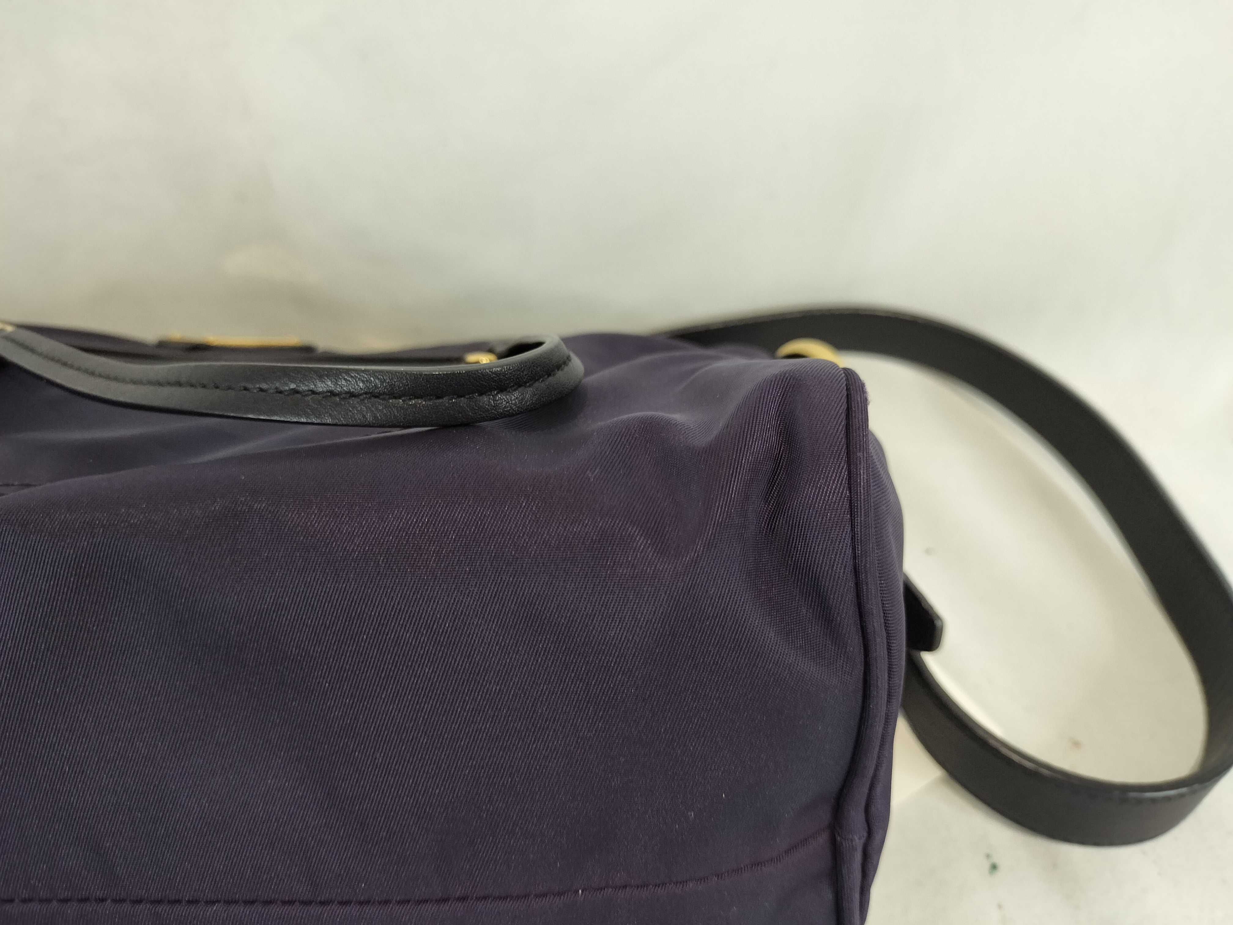 Nylon Shoulder Bag with Gold Hardware, Purple — view 7