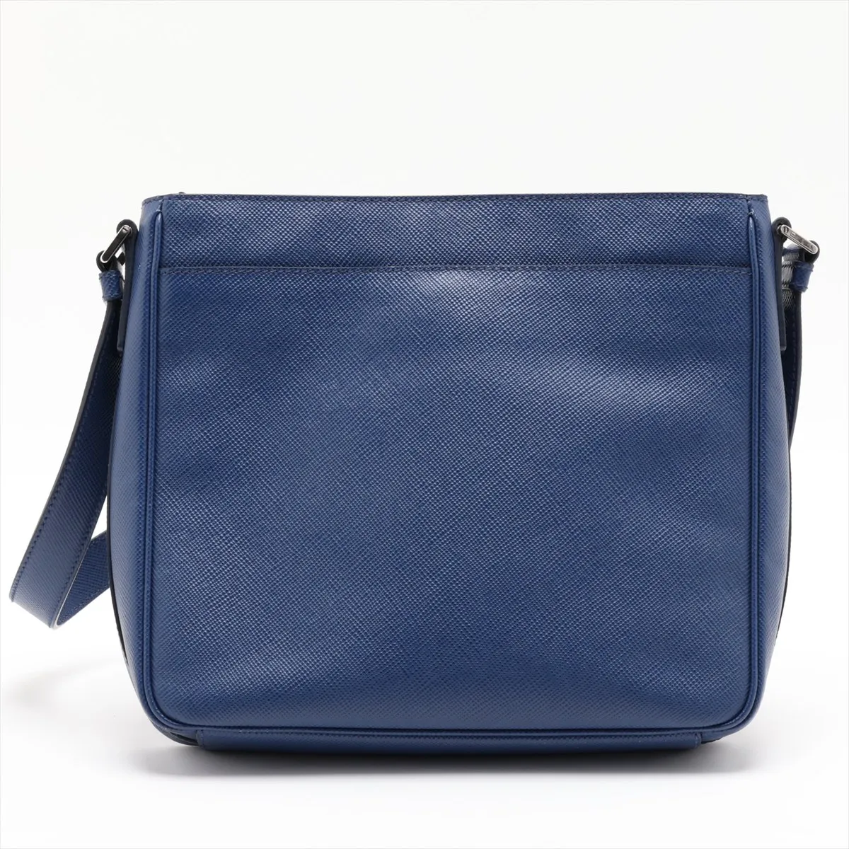 Saffiano Leather Shoulder Bag, Blue — view 2