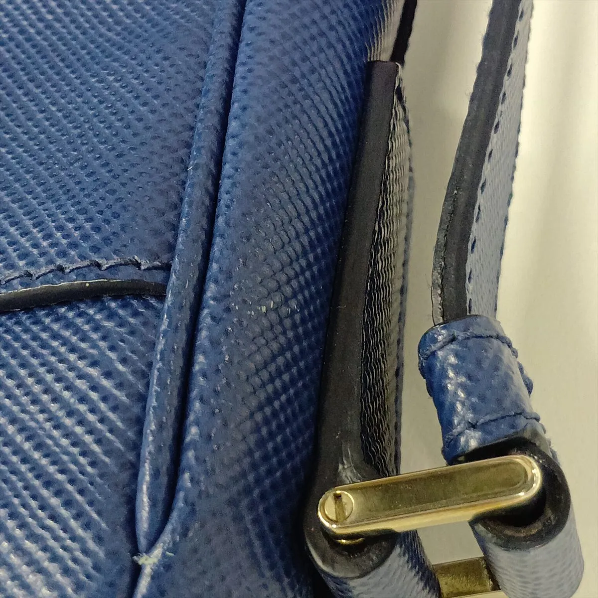 Saffiano Leather Shoulder Bag, Blue — view 13