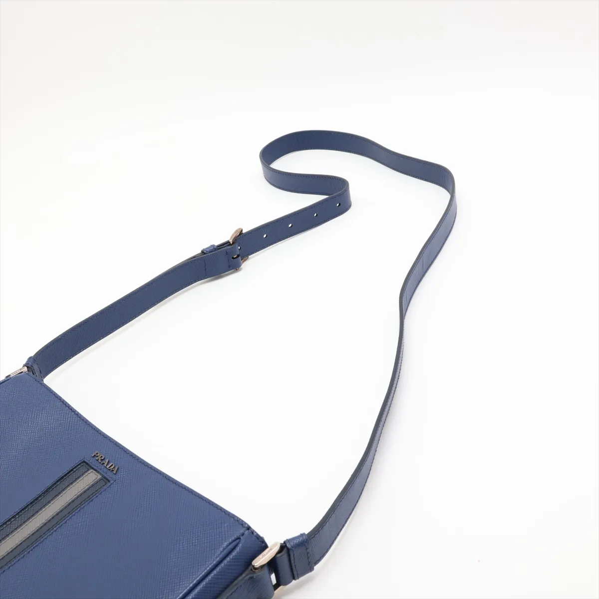 Saffiano Leather Shoulder Bag, Blue — view 5