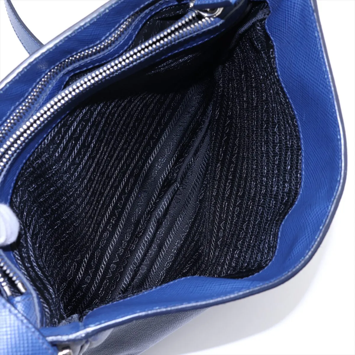Saffiano Leather Shoulder Bag, Blue — view 6