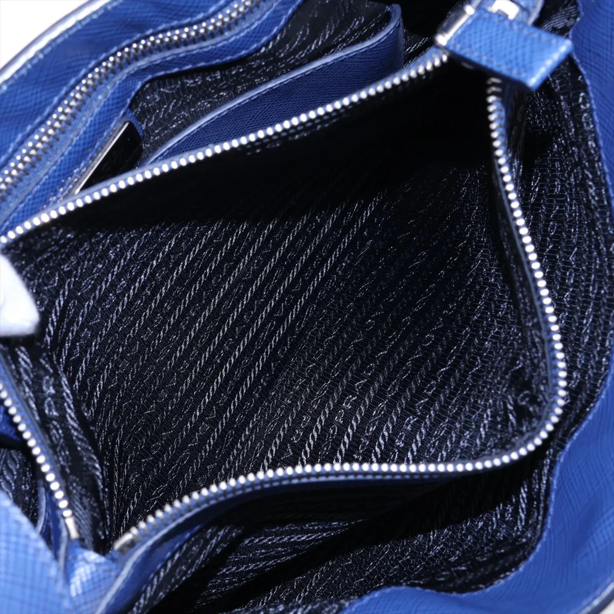 Saffiano Leather Shoulder Bag, Blue — view 7