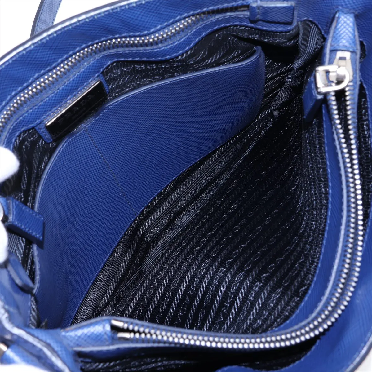 Saffiano Leather Shoulder Bag, Blue — view 8