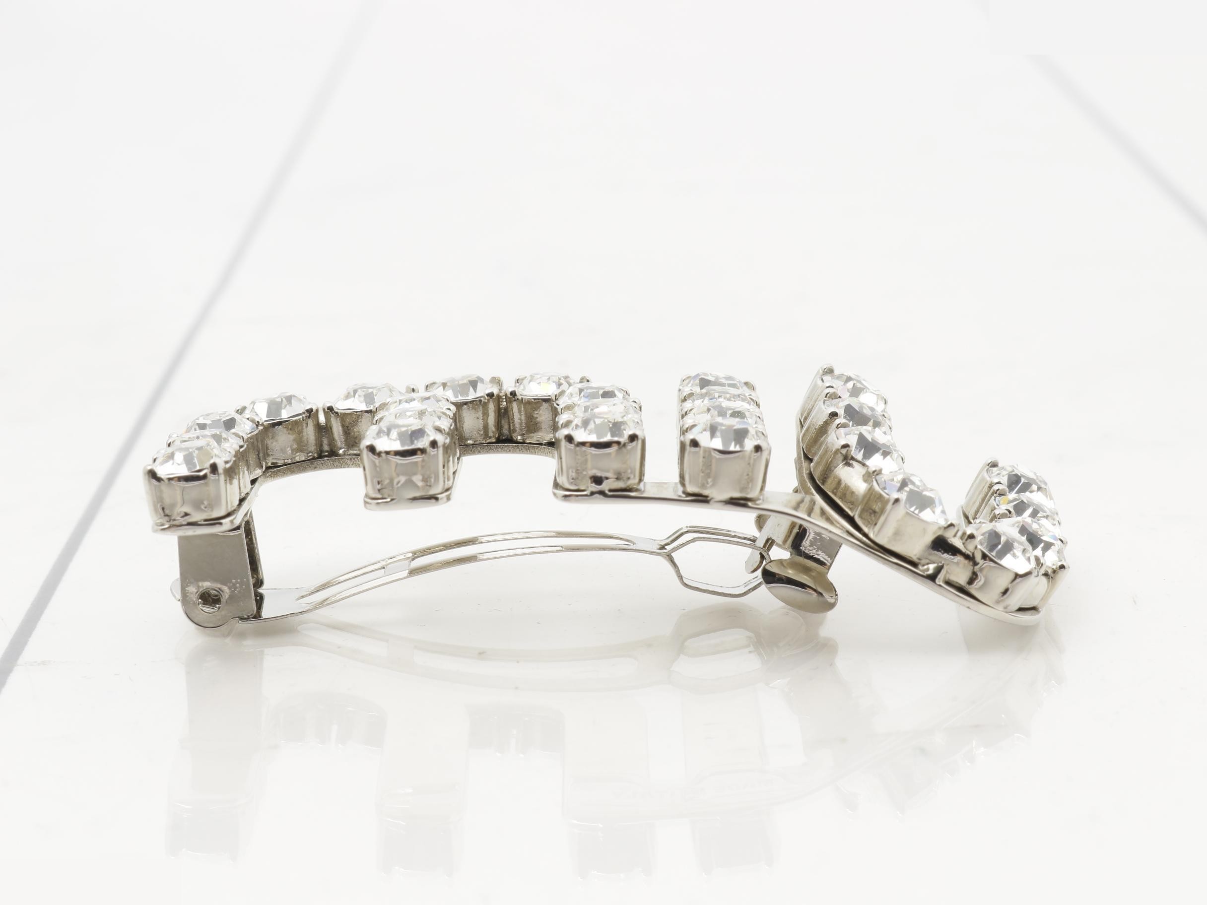 Rhinestone hairpin, silver, gold plated. — view 3