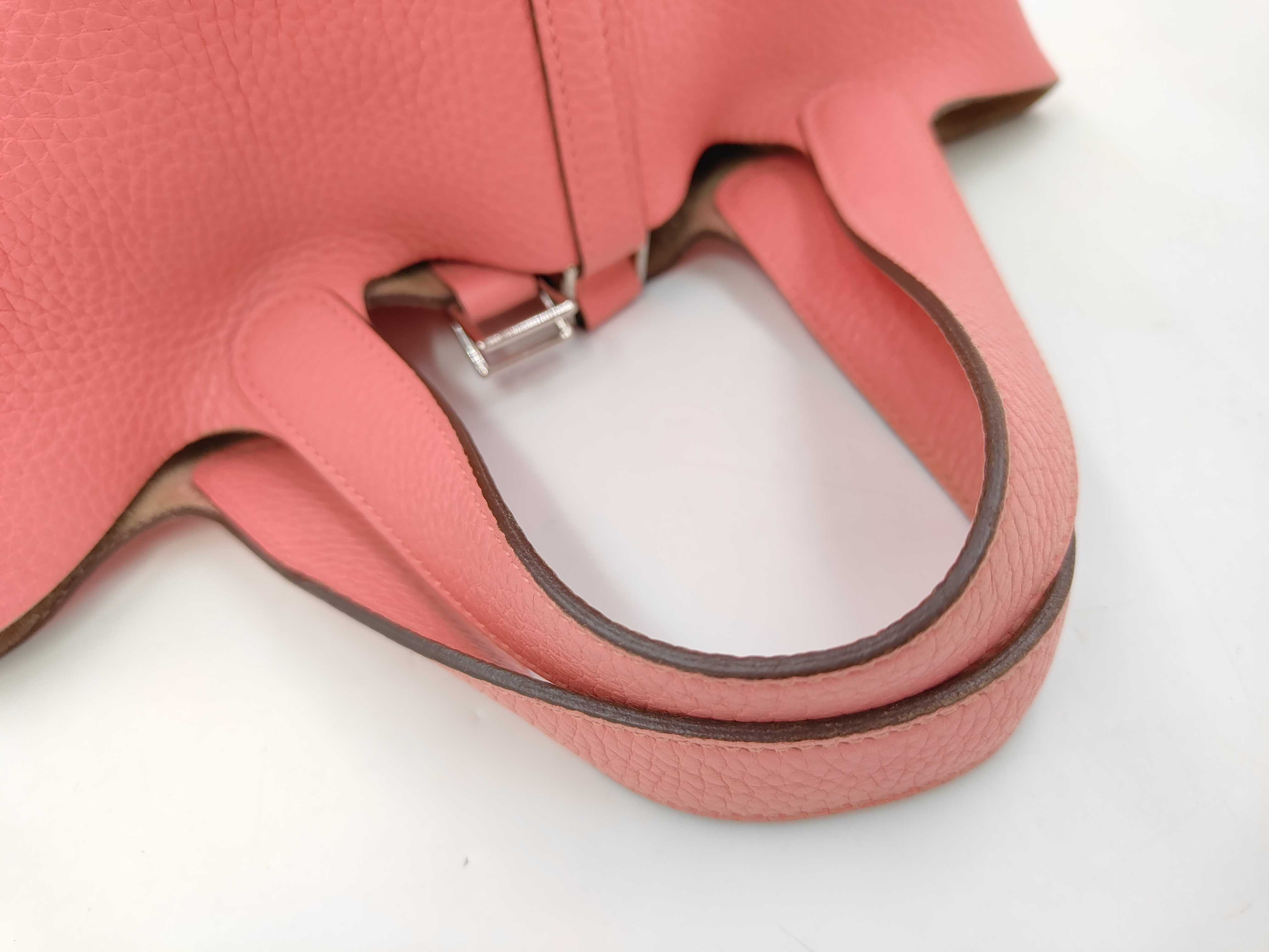 Picotan Lock 18 PM Taurillon Clemence Rose Azalea Silver Hardware X Handbag — view 4