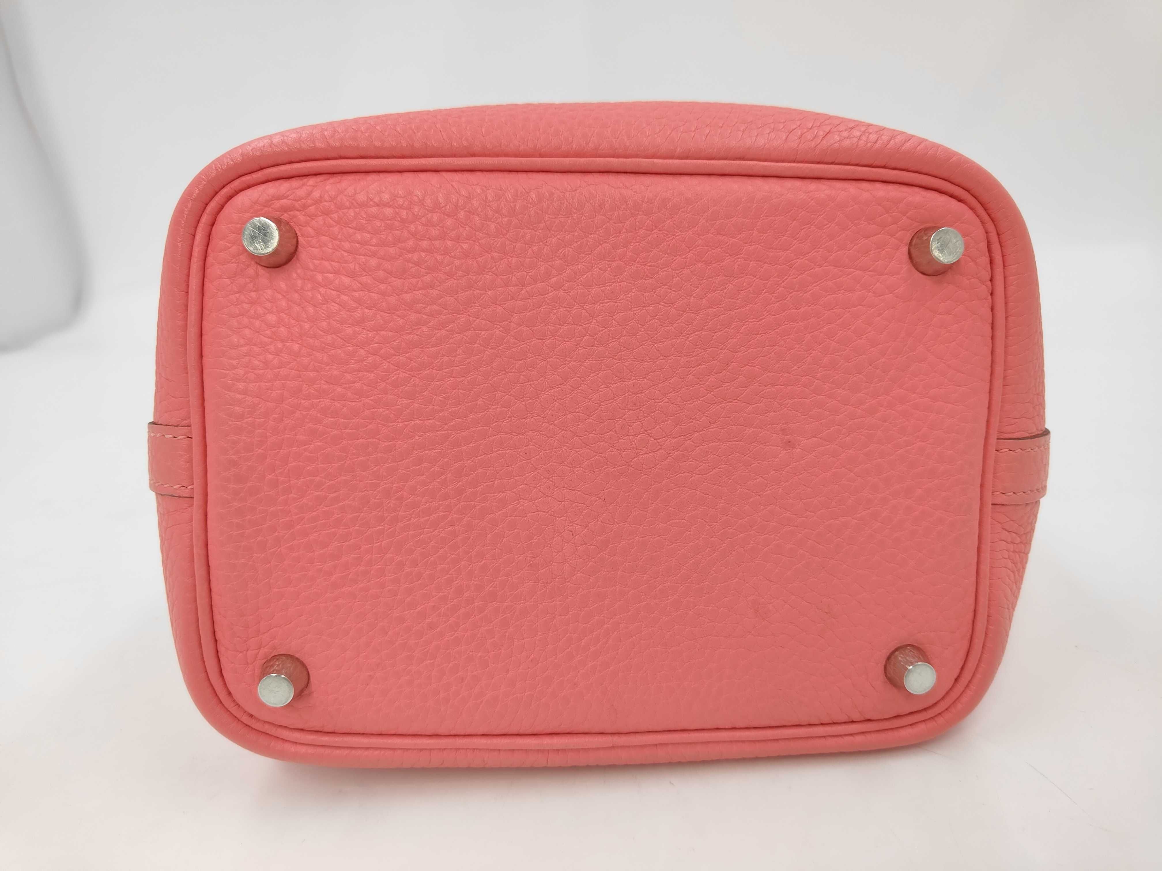 Picotan Lock 18 PM Taurillon Clemence Rose Azalea Silver Hardware X Handbag — view 7