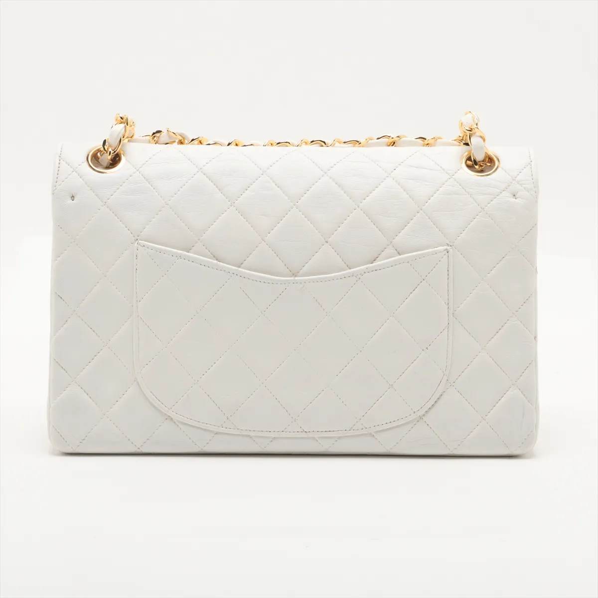 Matelassé Lambskin Double Flap Double Chain Bag, White with Gold Hardware, 0261916 (Serial Number 0-series), No Pull Strap — view 2