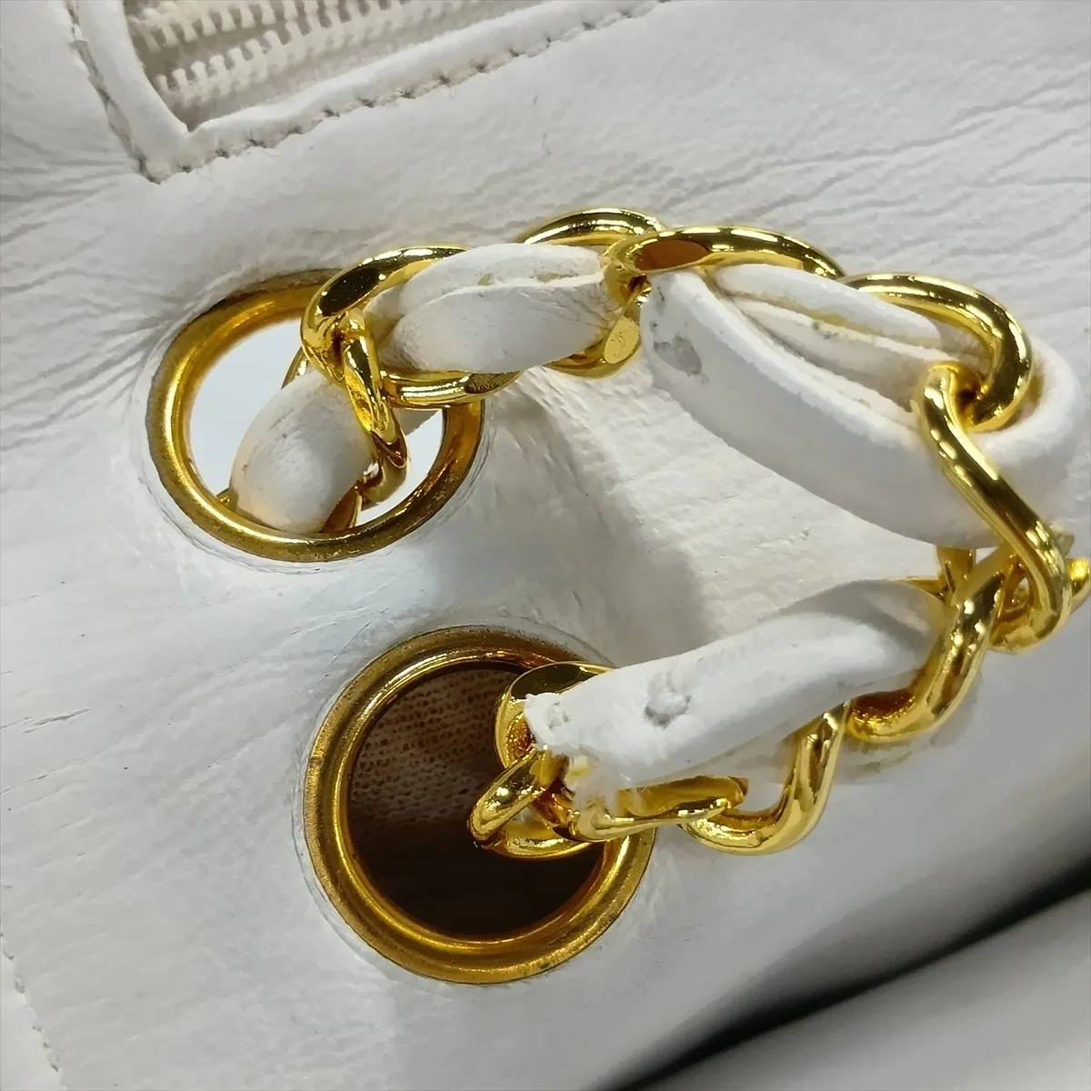 Matelassé Lambskin Double Flap Double Chain Bag, White with Gold Hardware, 0261916 (Serial Number 0-series), No Pull Strap — view 14