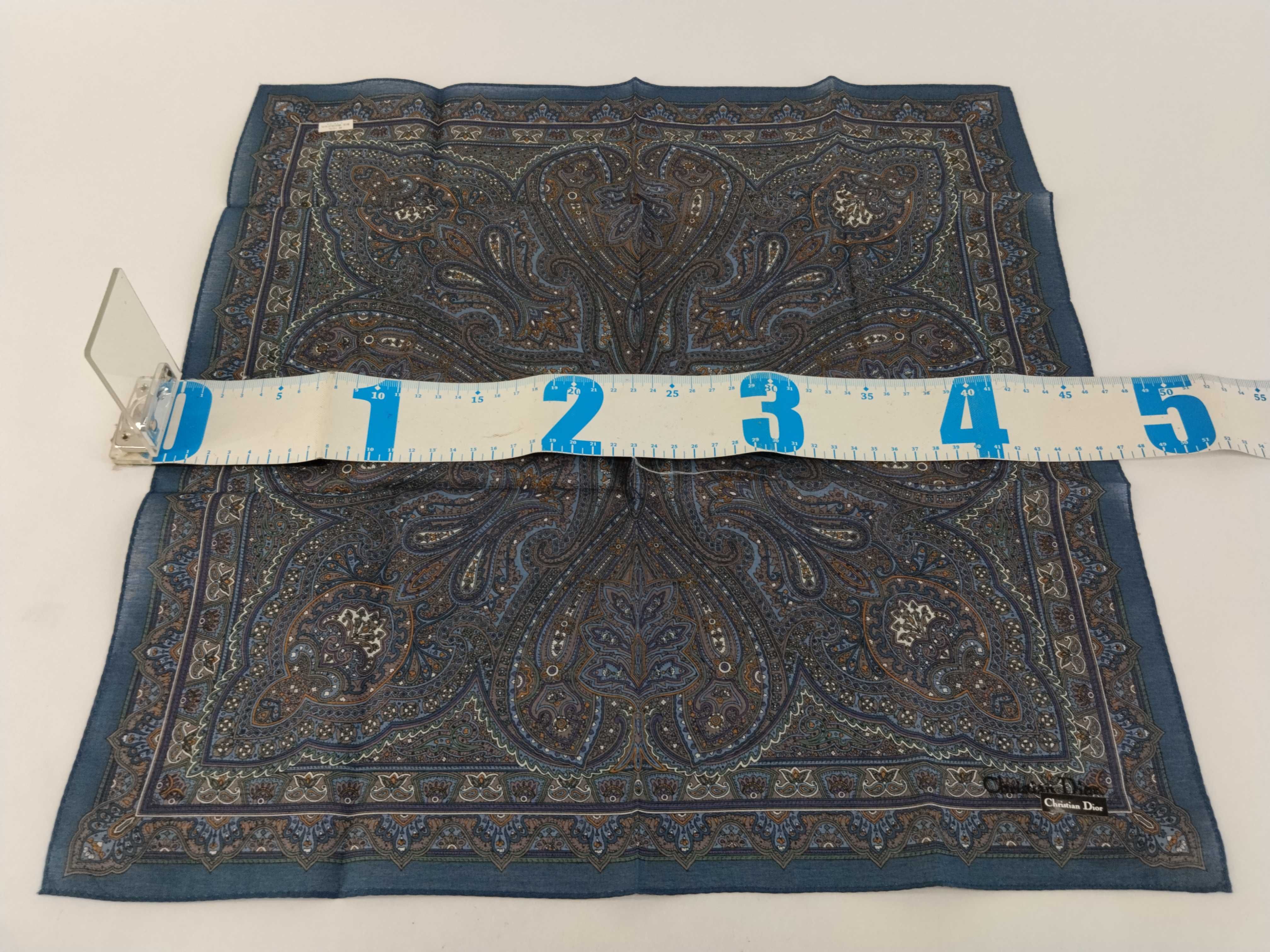 handkerchief/scarf, unused, logo embroidery, paisley pattern, navy, other accessories. — view 2