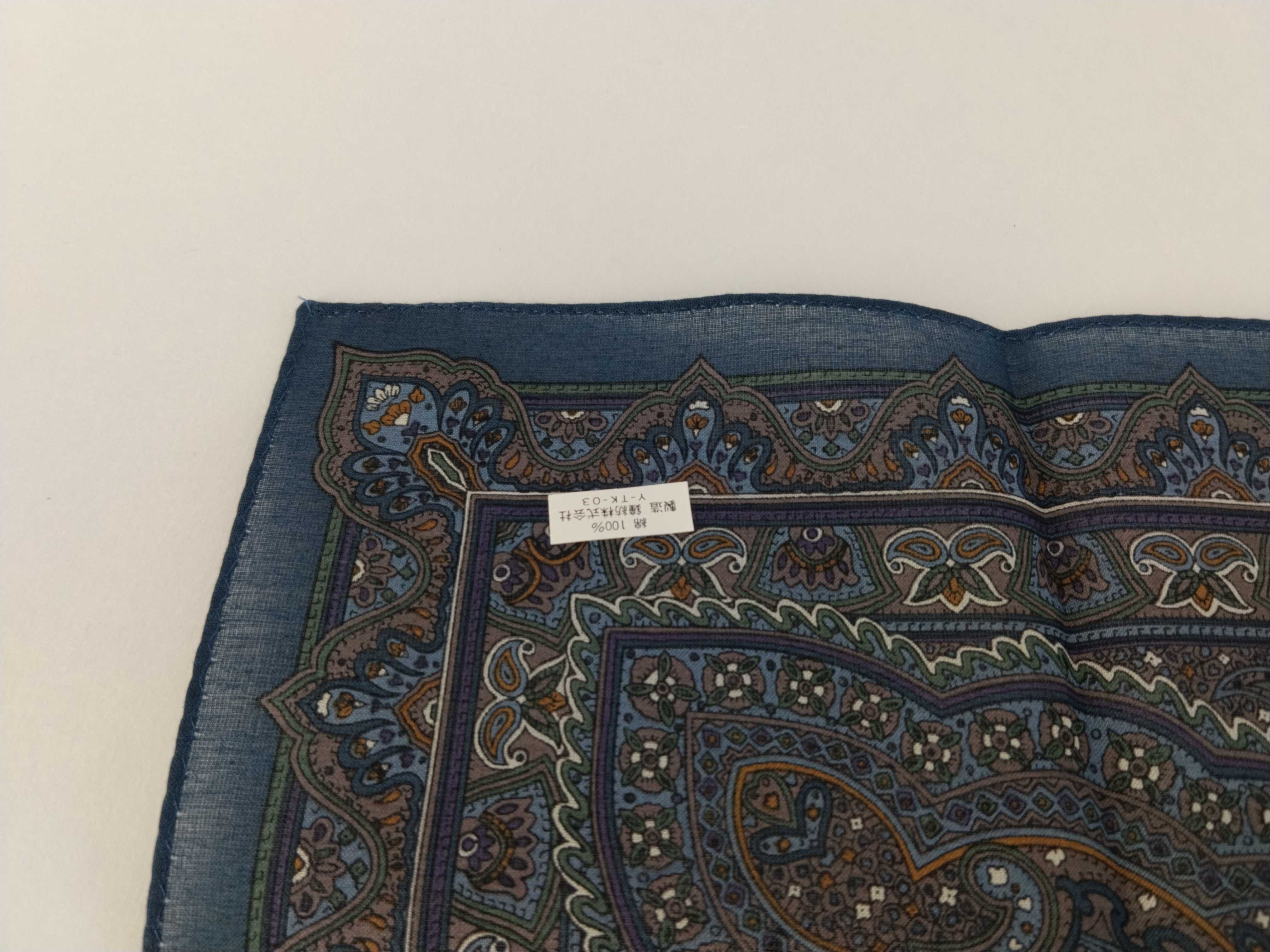 handkerchief/scarf, unused, logo embroidery, paisley pattern, navy, other accessories. — view 3