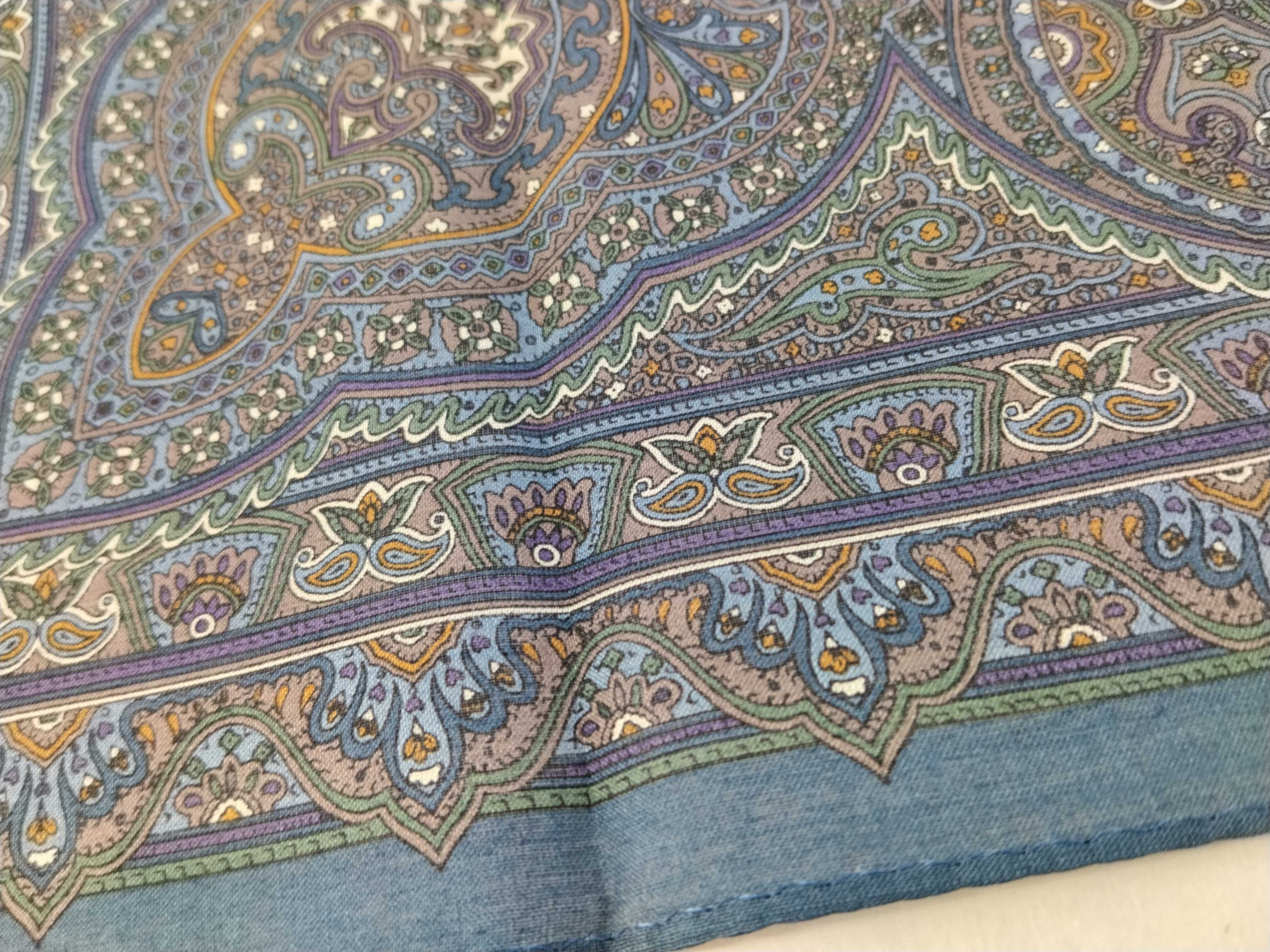 handkerchief/scarf, unused, logo embroidery, paisley pattern, navy, other accessories. — view 5