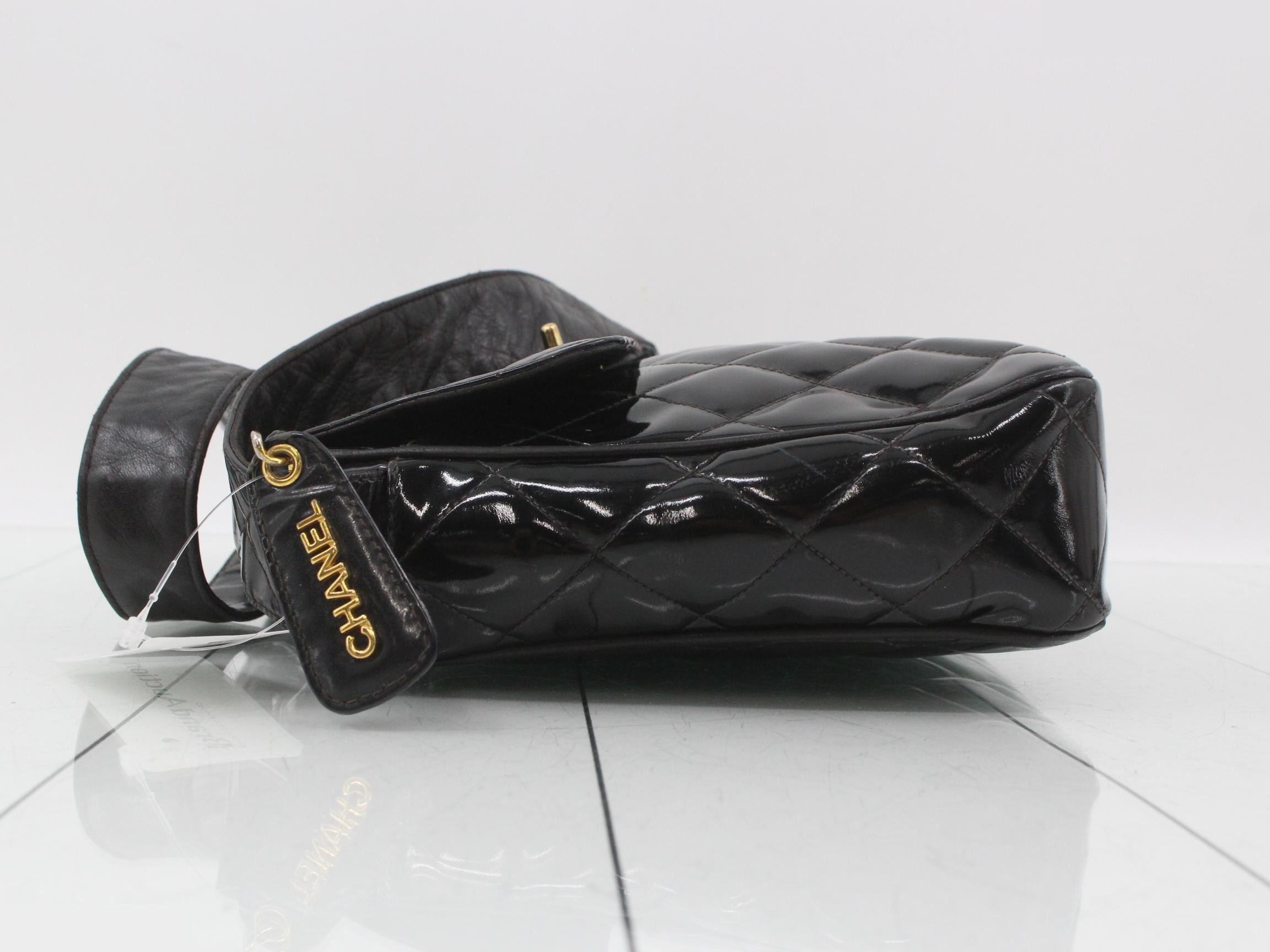 Matelassé enamel shoulder bag with gold hardware — view 4