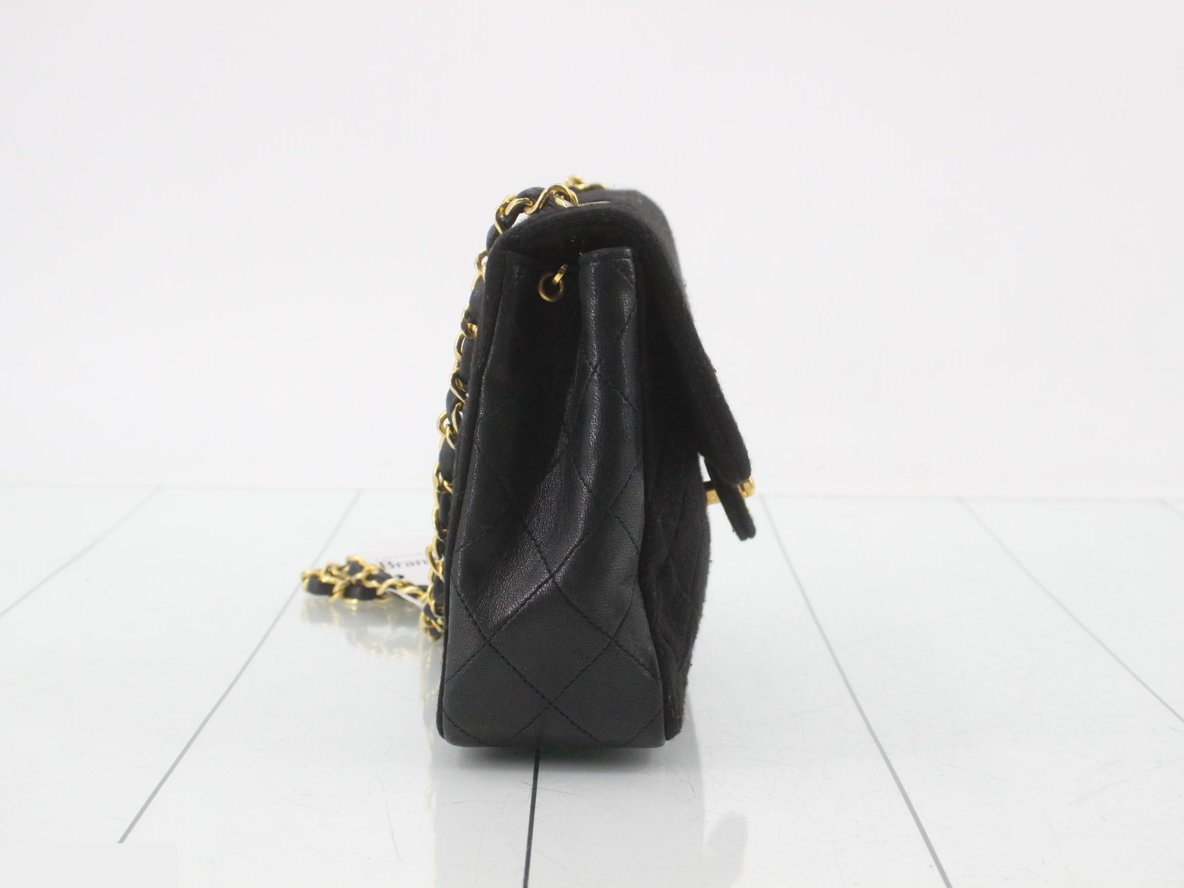 Jersey/Lambskin Mini Matelassé Chain Shoulder Bag — view 4