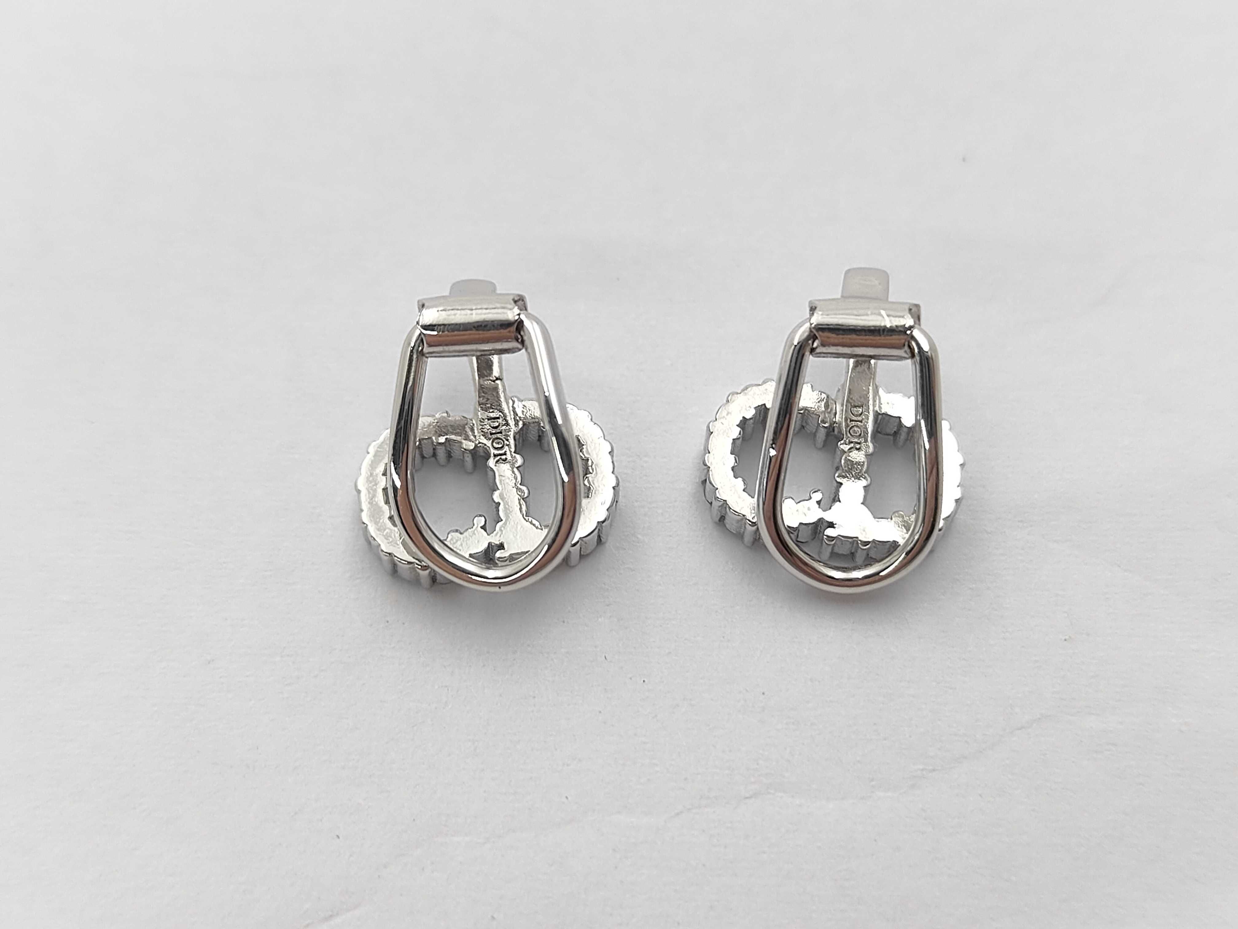 Silver Hardware CD Logo Ear Clip Earrings — view 2