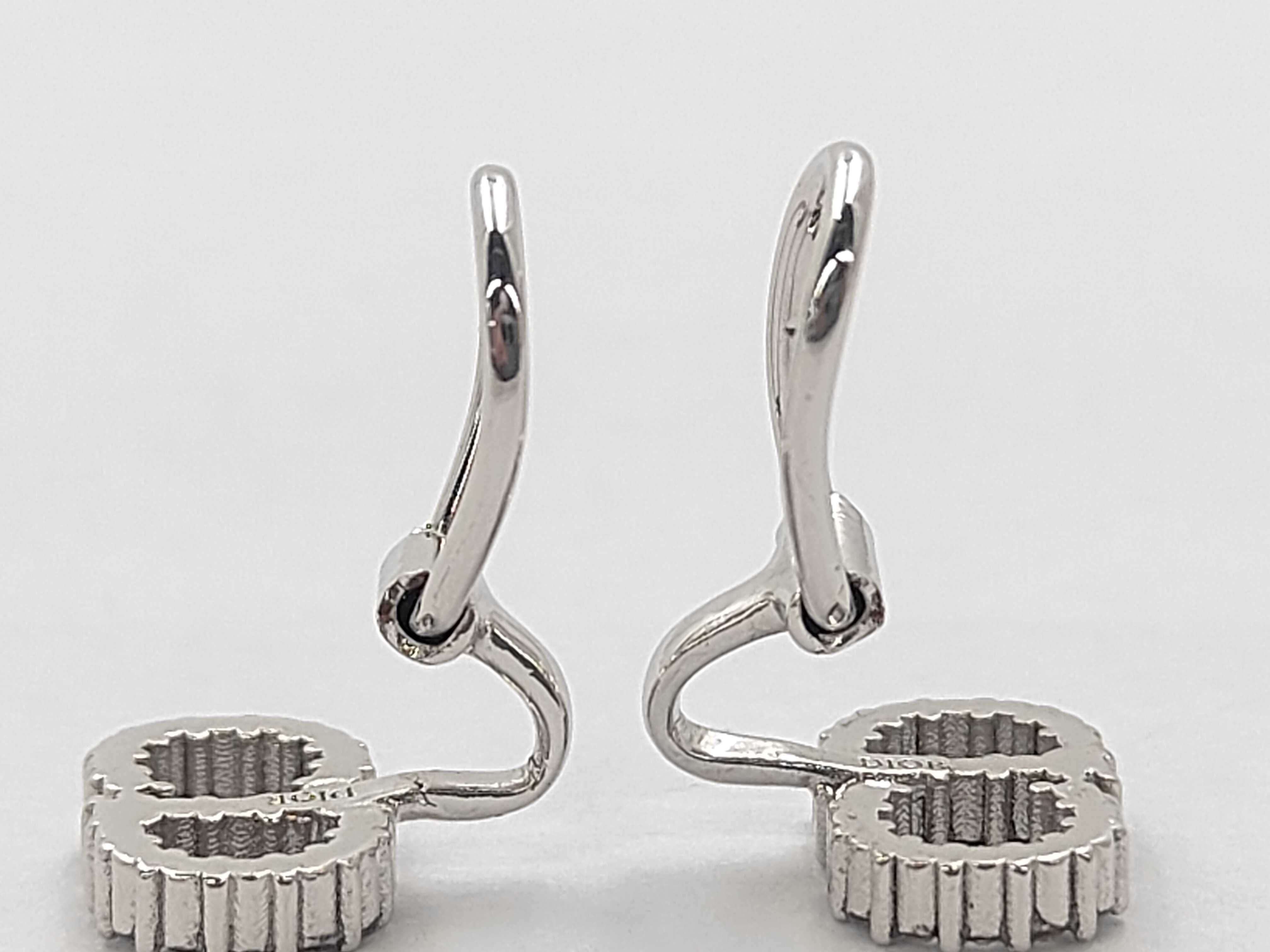 Silver Hardware CD Logo Ear Clip Earrings — view 3