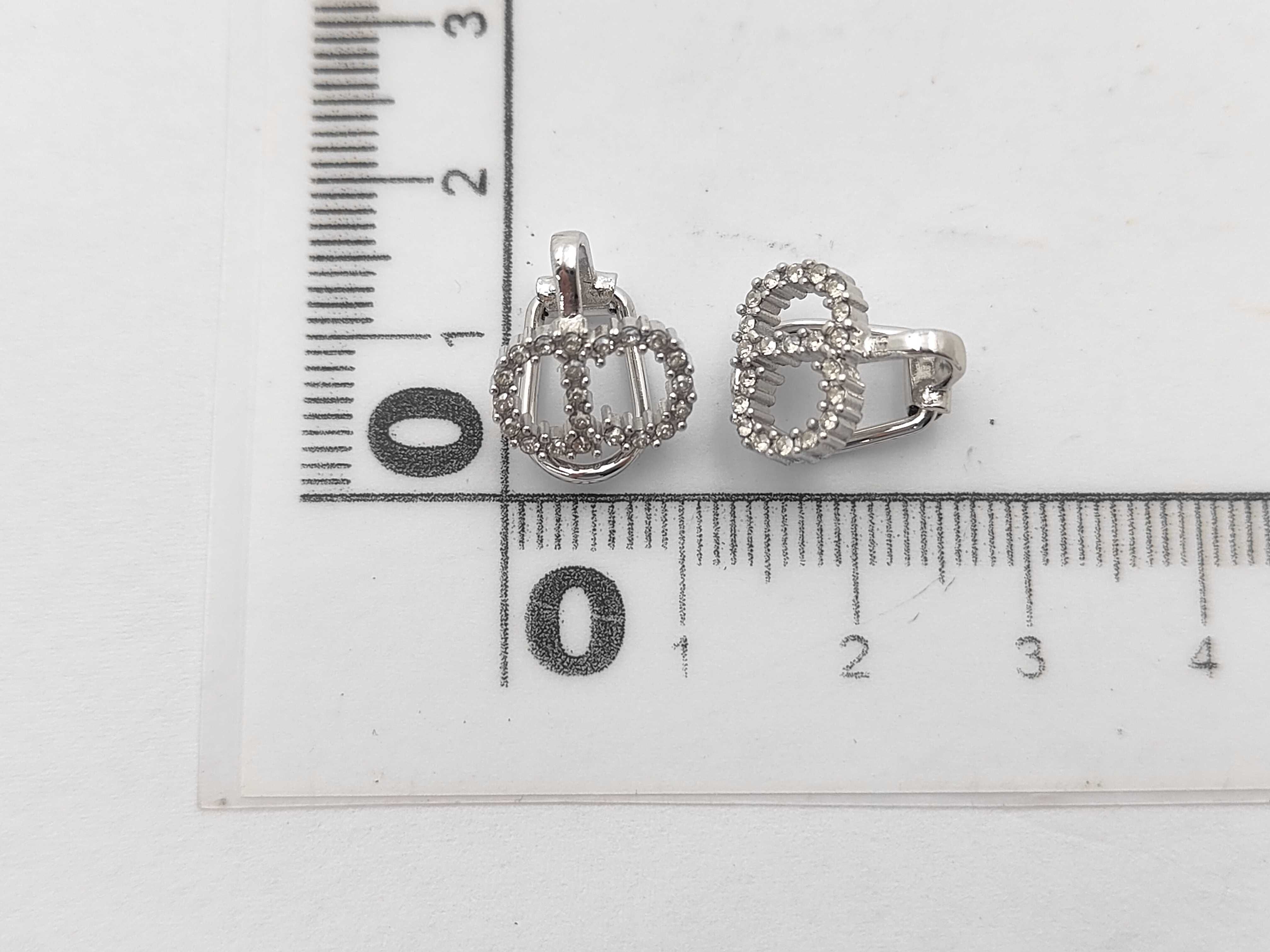 Silver Hardware CD Logo Ear Clip Earrings — view 4