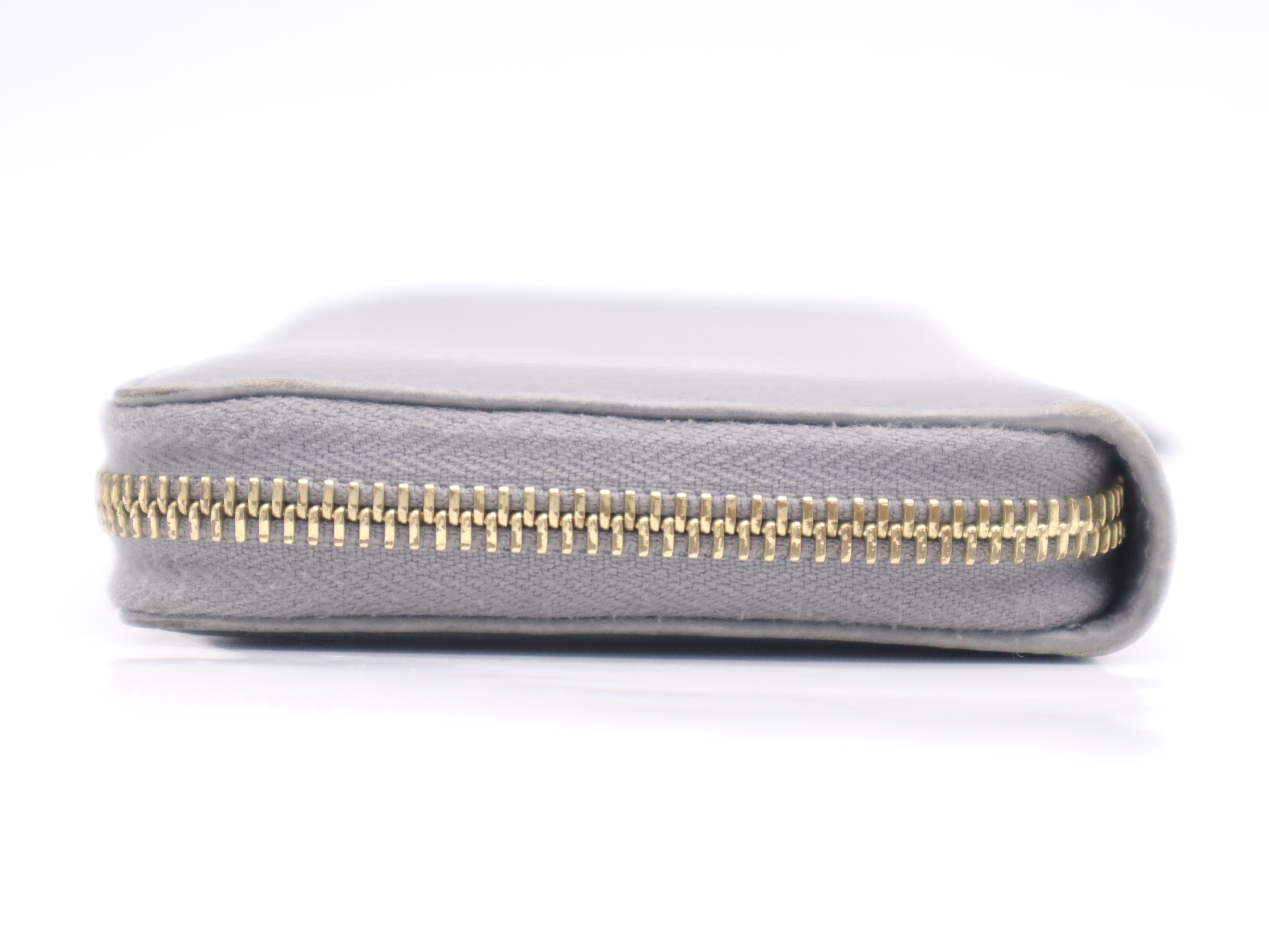 456117 Leather Double G Zip-Around Wallet, Gray, Gold Hardware — view 3