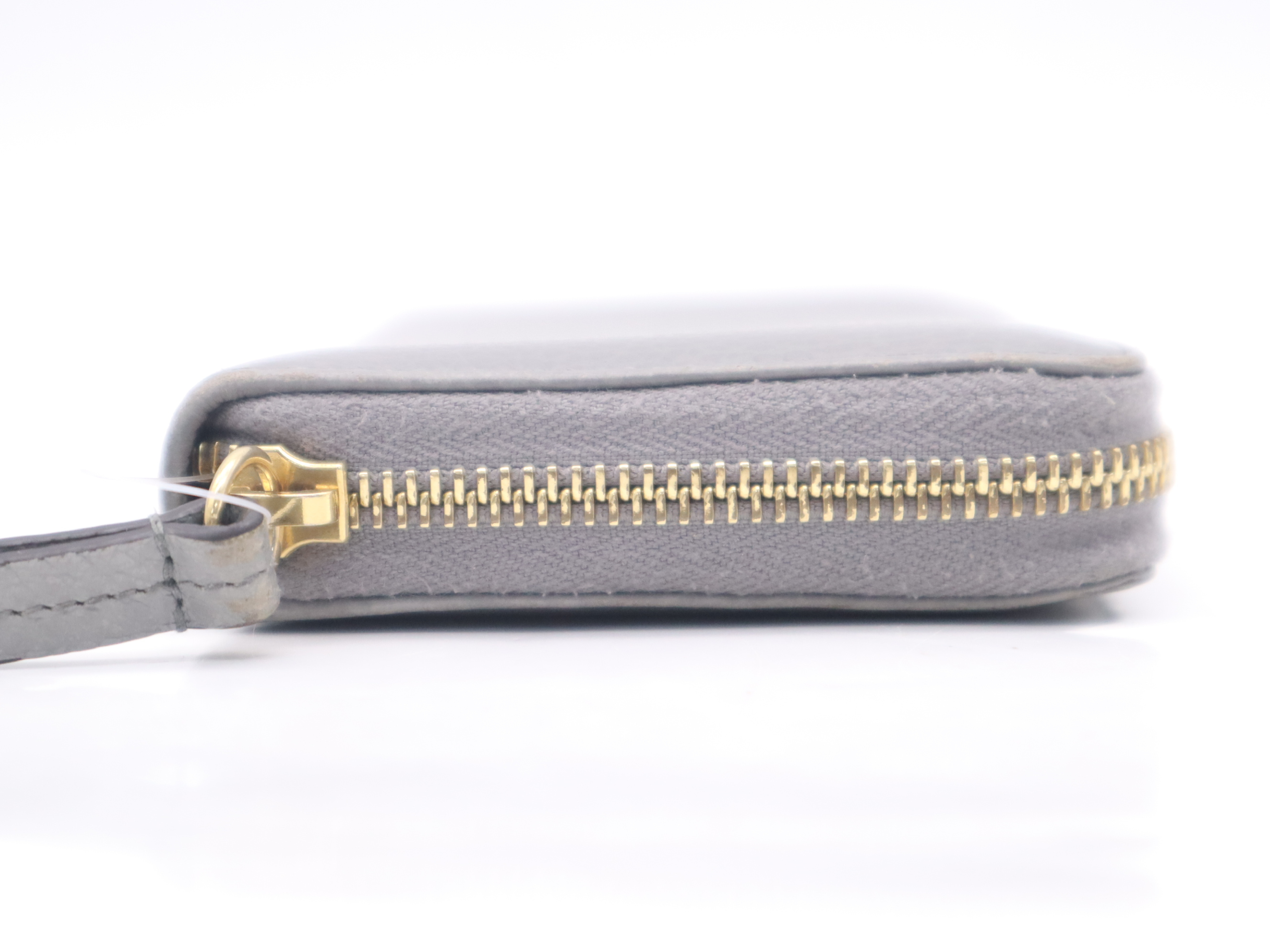 456117 Leather Double G Zip-Around Wallet, Gray, Gold Hardware — view 5