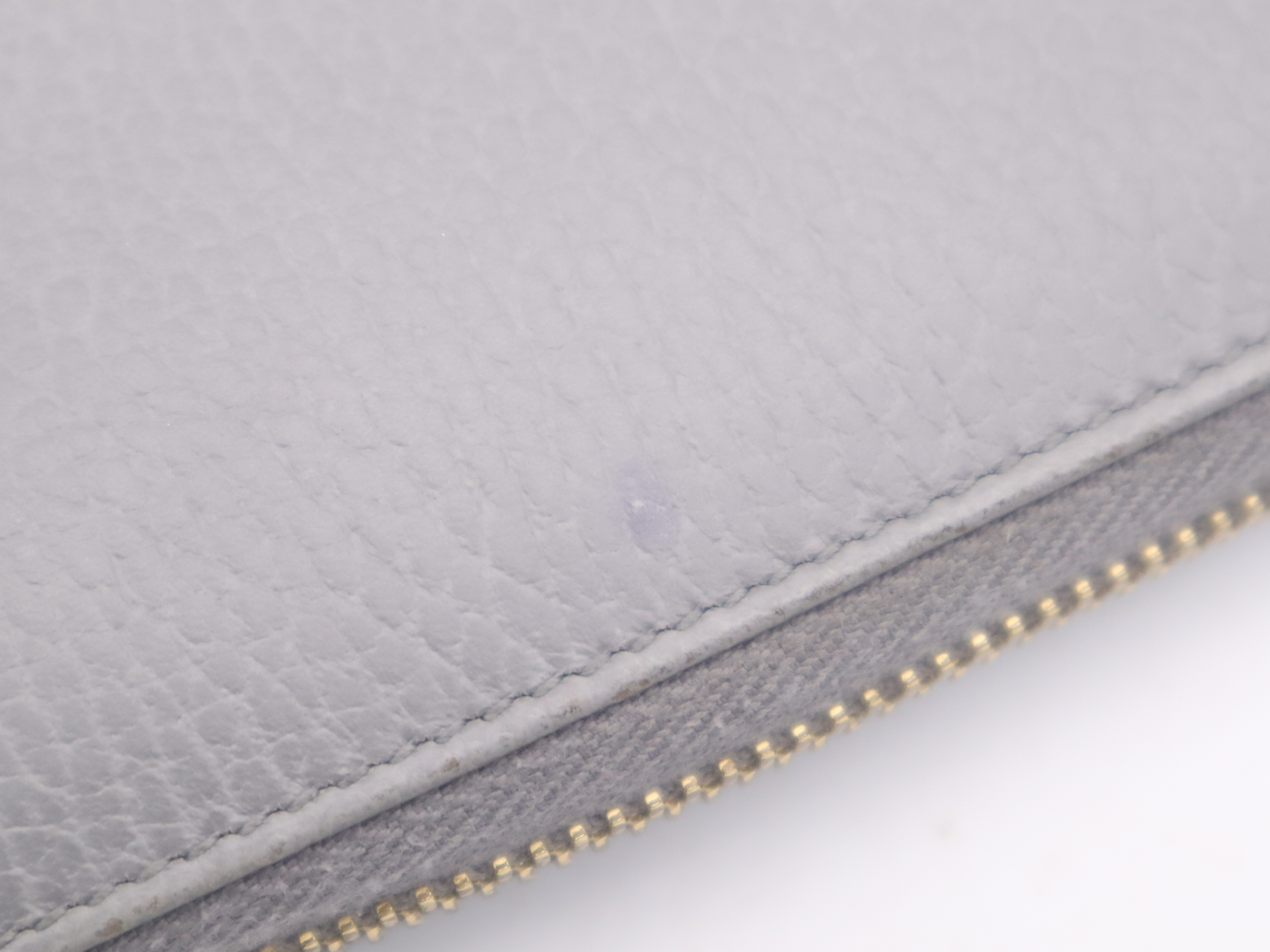 456117 Leather Double G Zip-Around Wallet, Gray, Gold Hardware — view 6