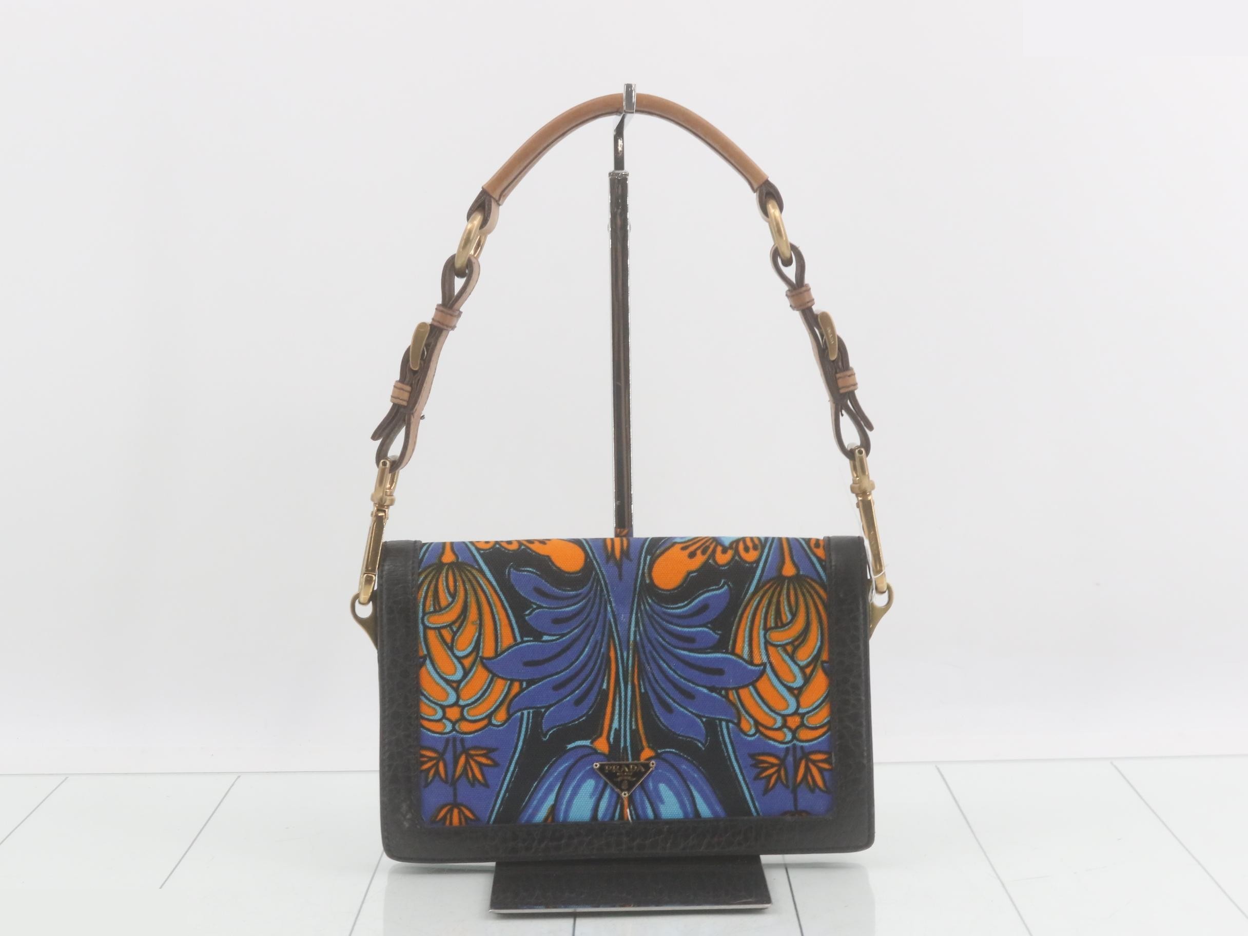 Canvas/Leather One-Shoulder Bag — view 2