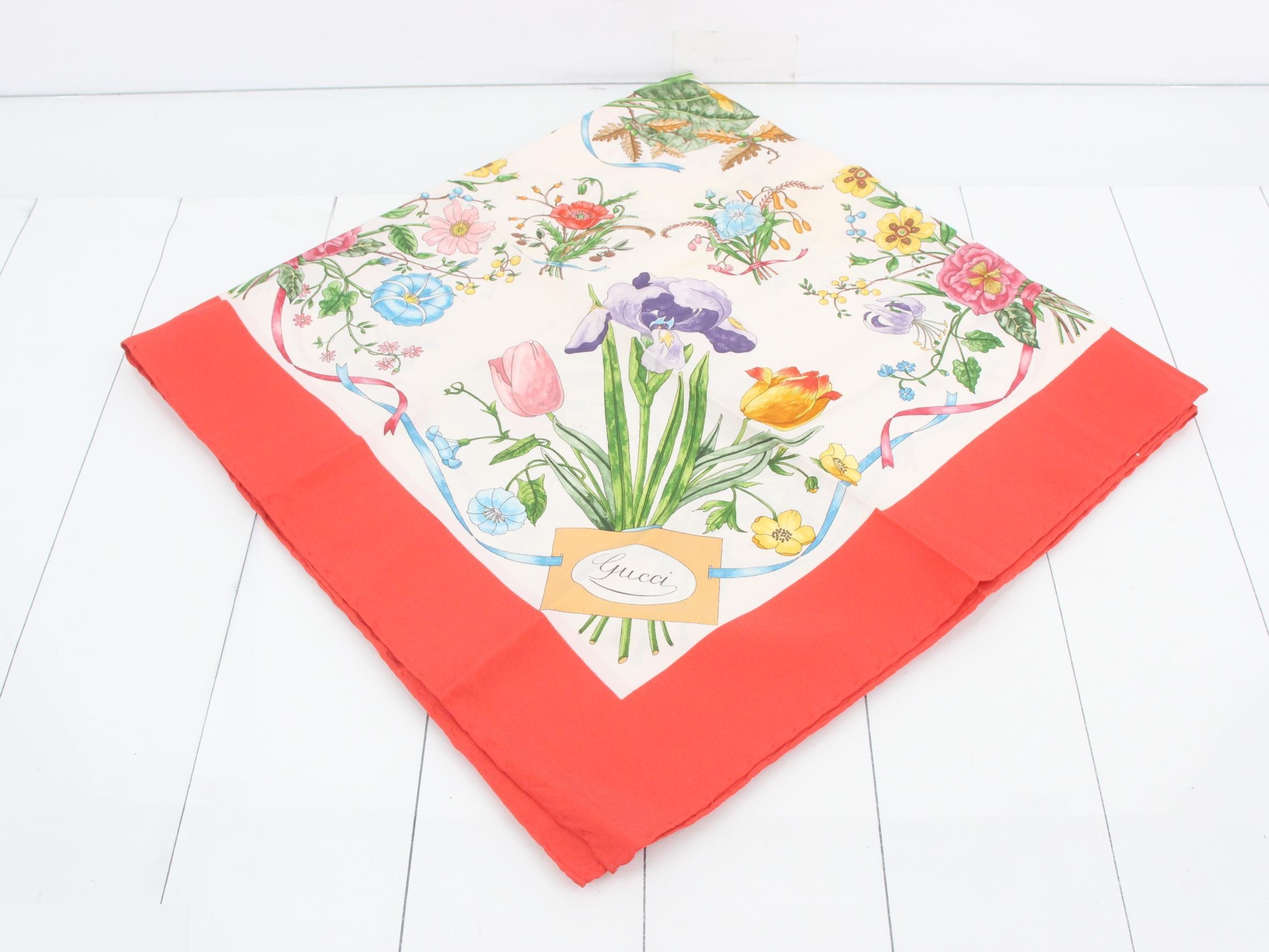 large silk scarf with floral pattern