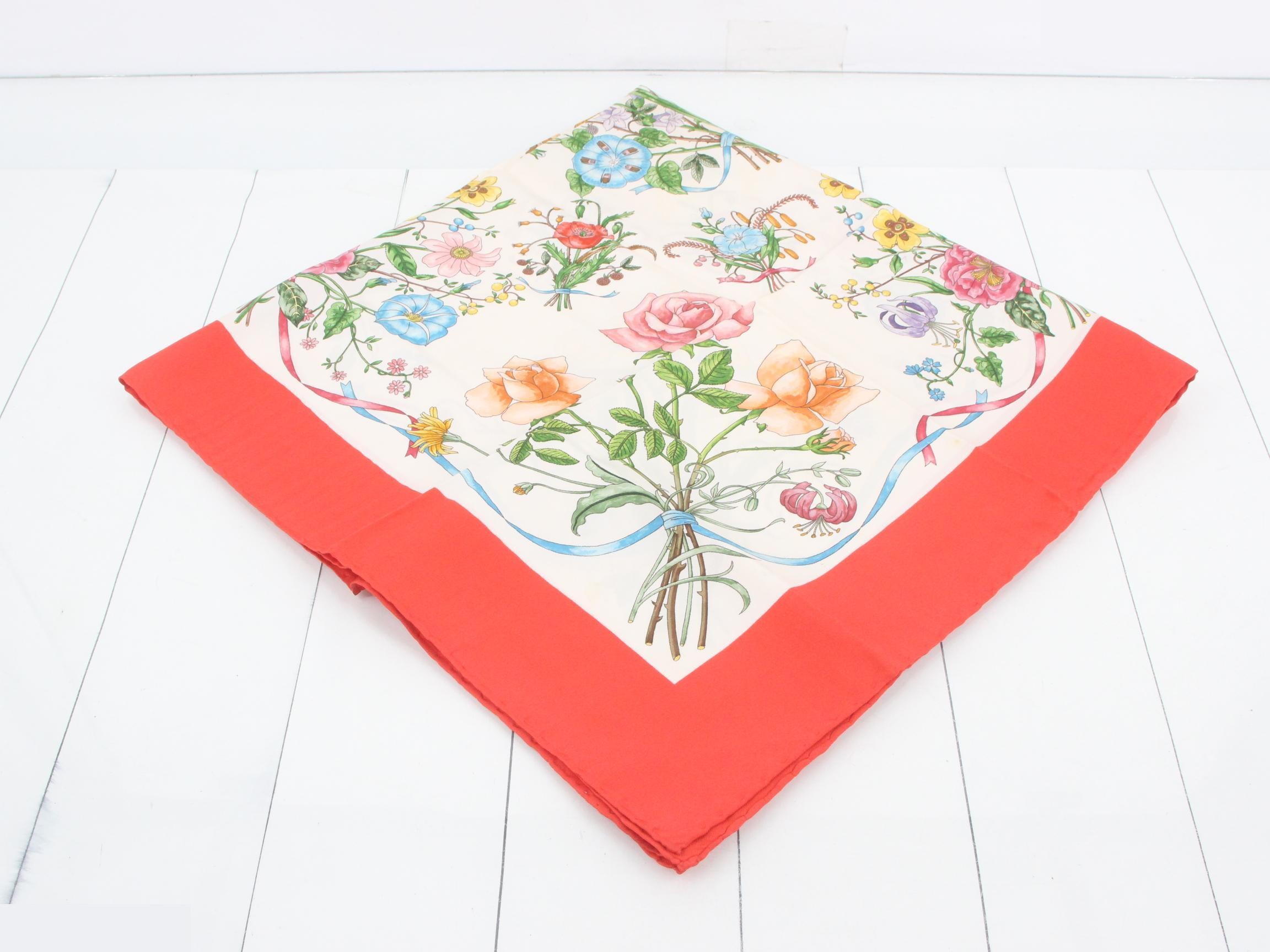 large silk scarf with floral pattern — view 2