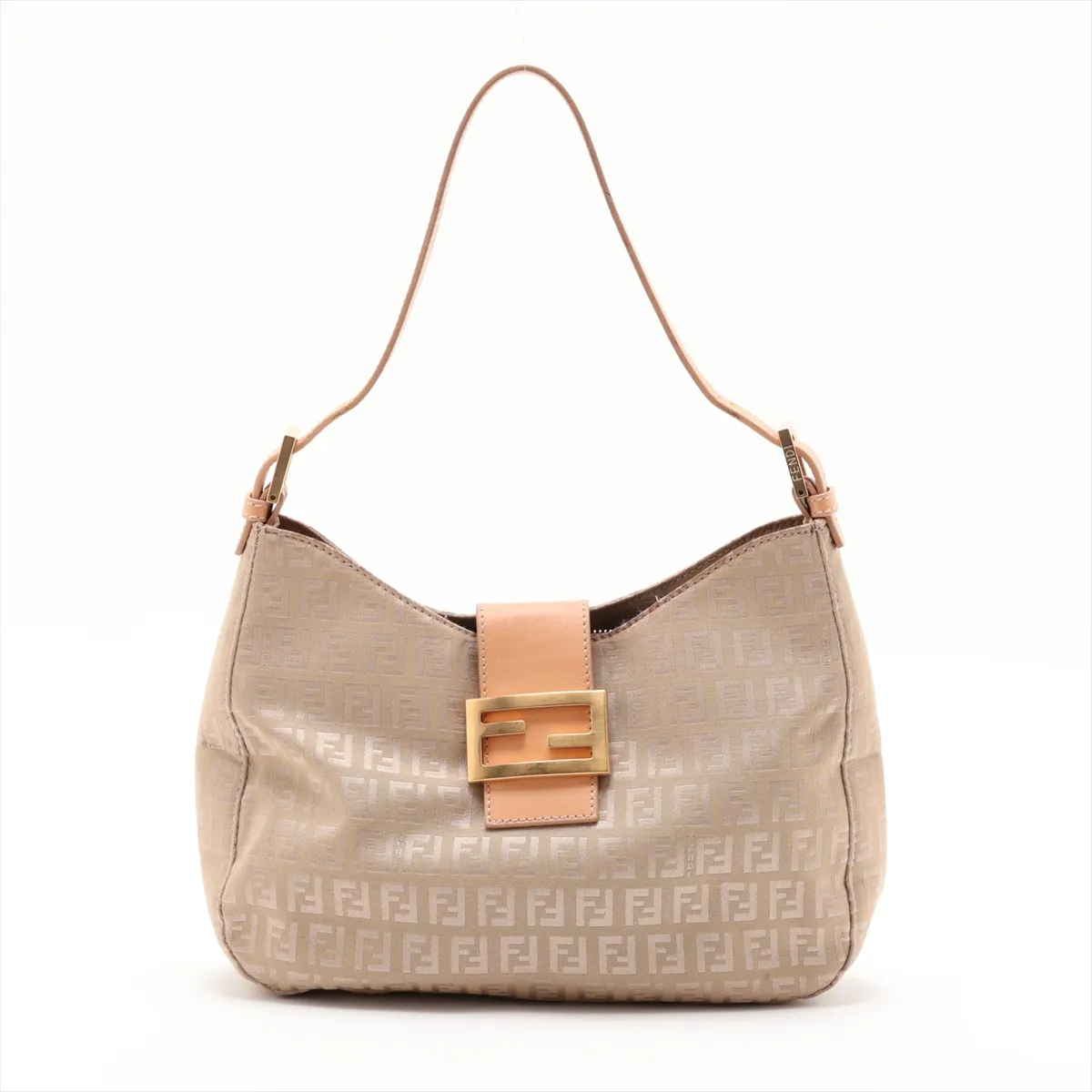 Zucchino Nylon x Leather Handbag Gold x Brown