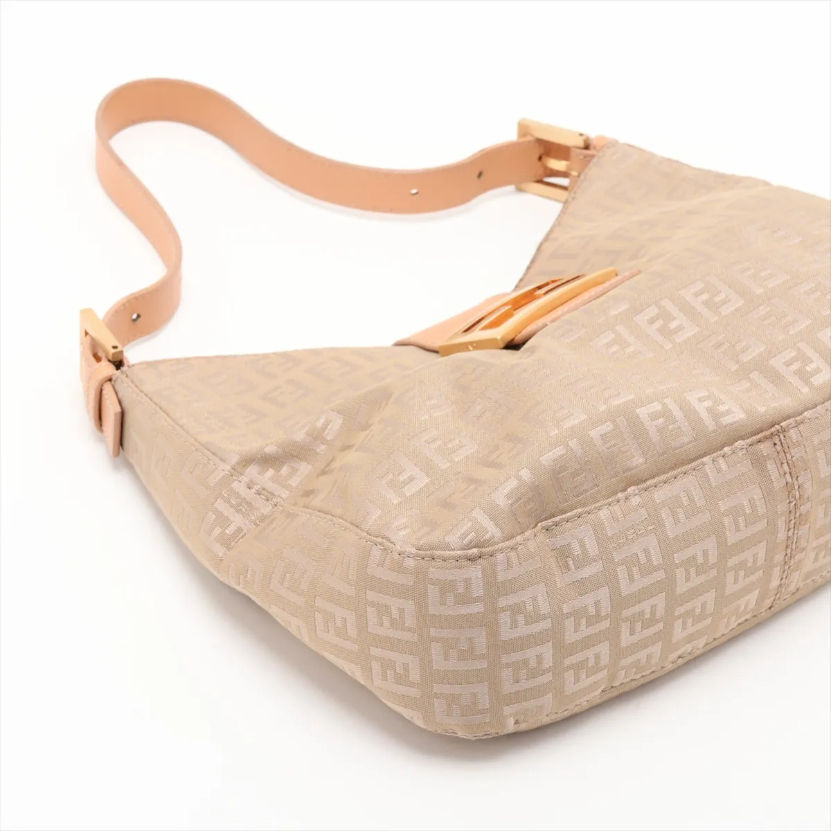 Zucchino Nylon x Leather Handbag Gold x Brown — view 4