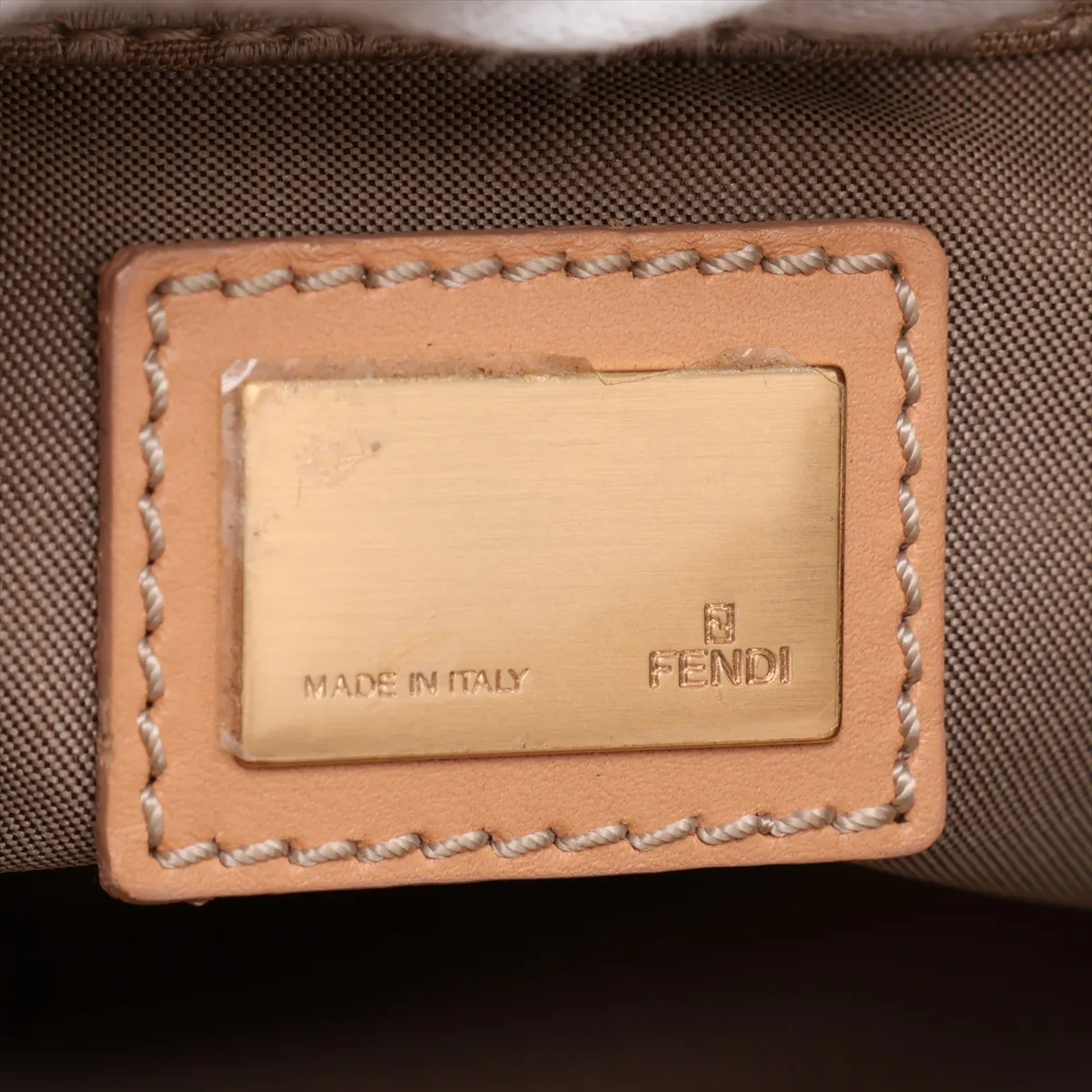 Zucchino Nylon x Leather Handbag Gold x Brown — view 9