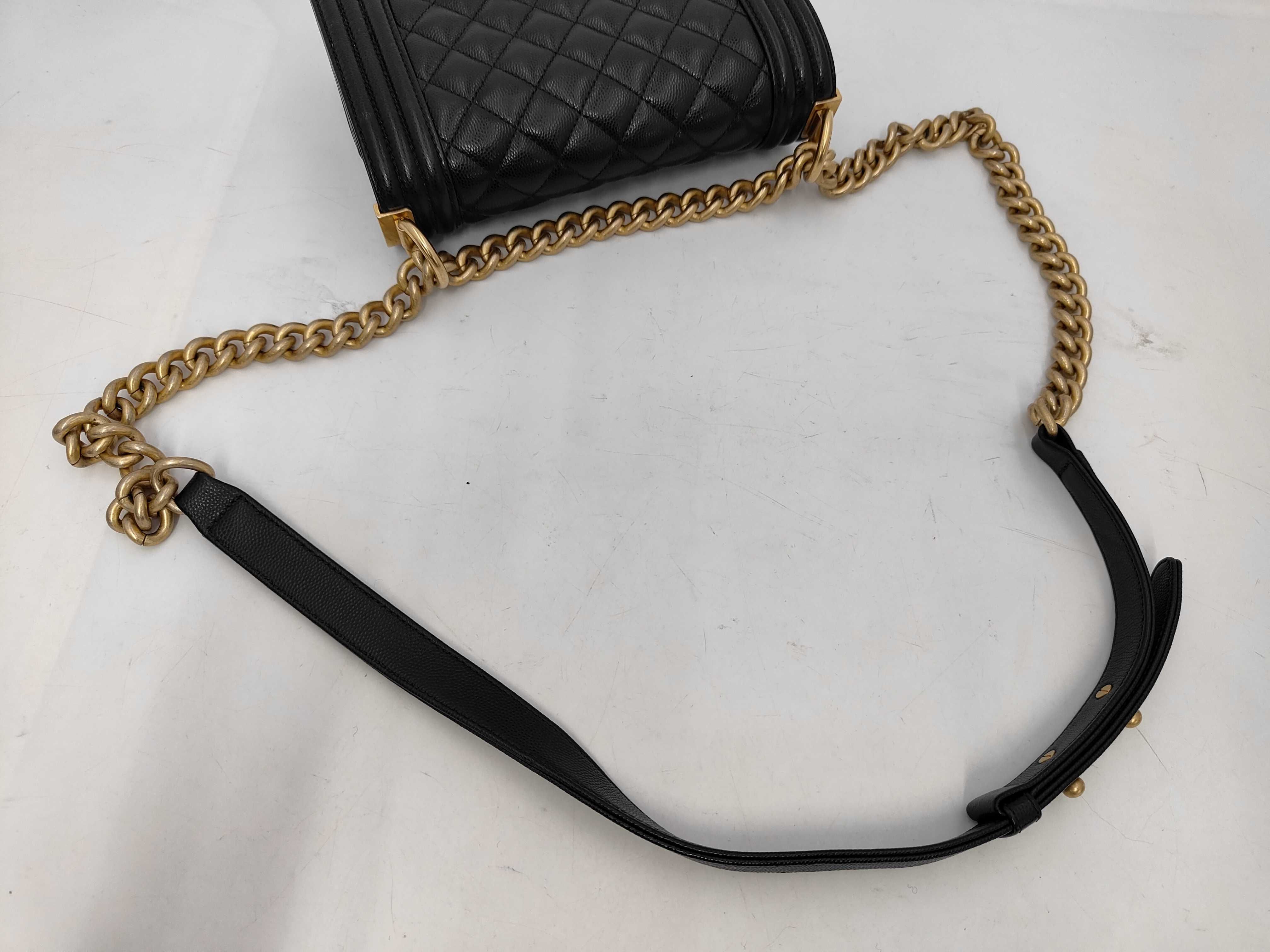 Boy Chanel Chain Shoulder Bag, Black Caviar Leather, Gold Hardware. — view 3