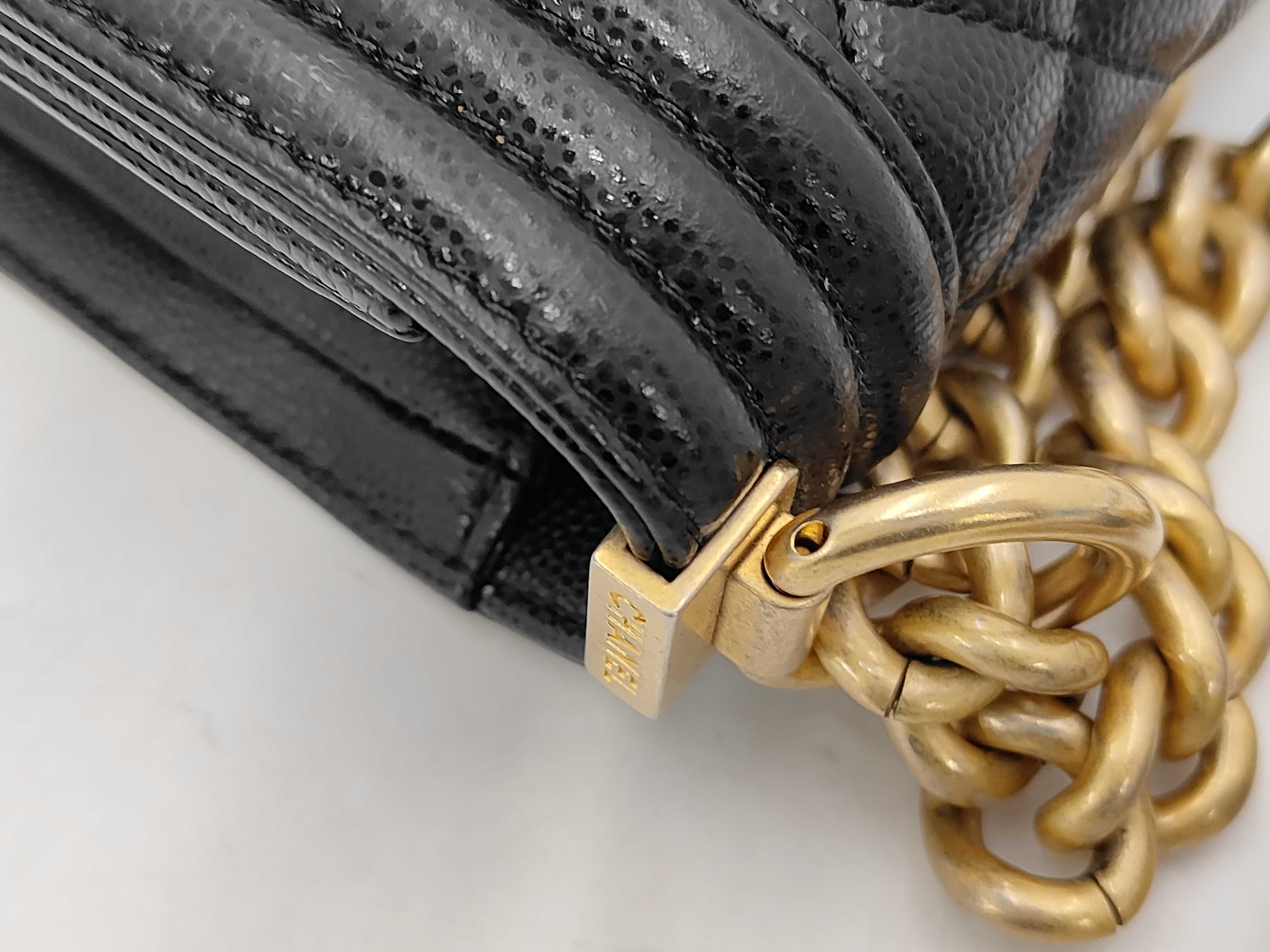 Boy Chanel Chain Shoulder Bag, Black Caviar Leather, Gold Hardware. — view 5
