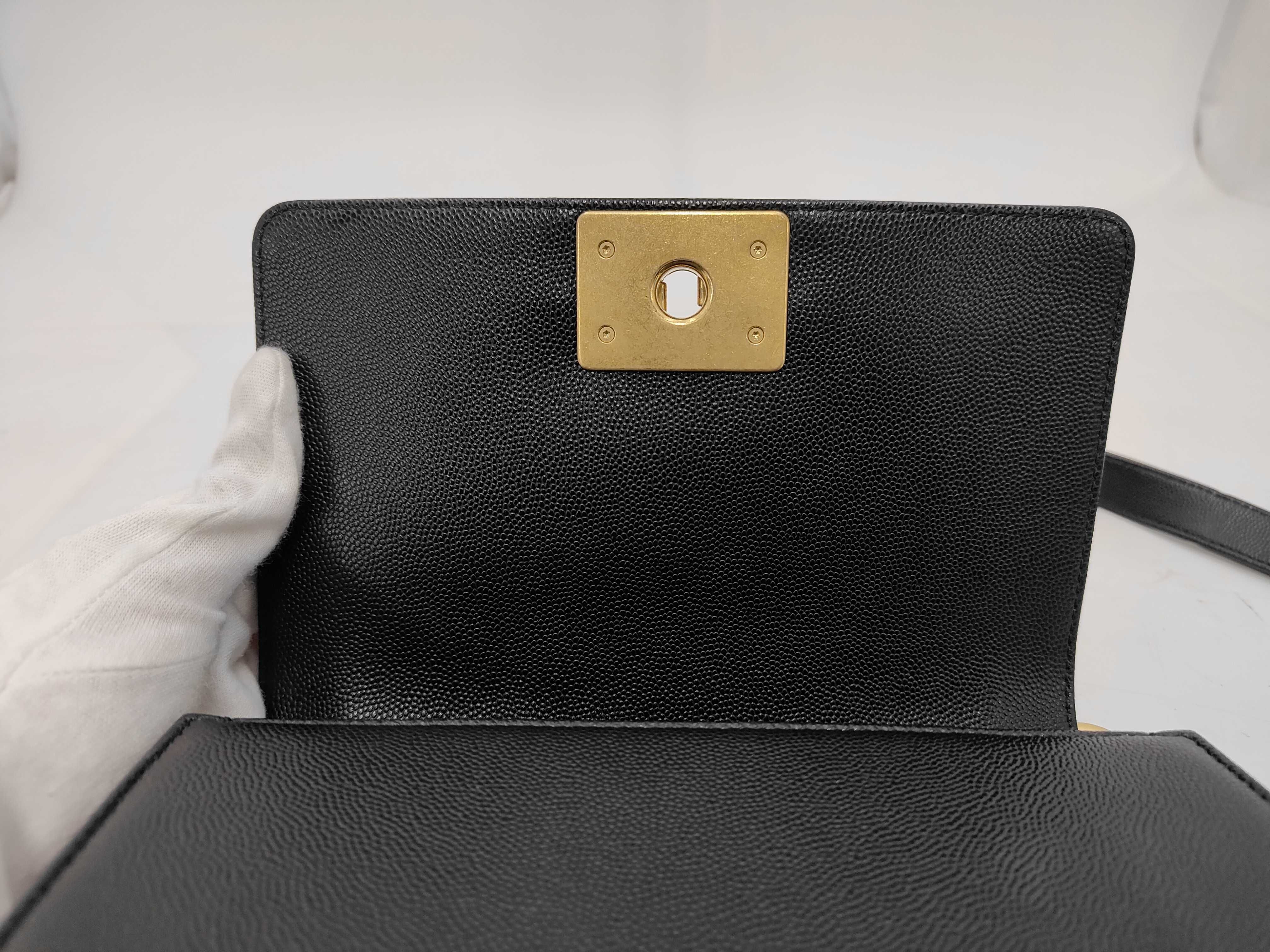 Boy Chanel Chain Shoulder Bag, Black Caviar Leather, Gold Hardware. — view 8