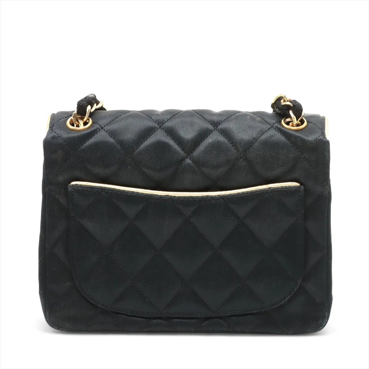 Mini Matelasse Satin x Leather Single Flap Single Chain Bag Black Gold Hardware 1354882 No. 1 — view 2