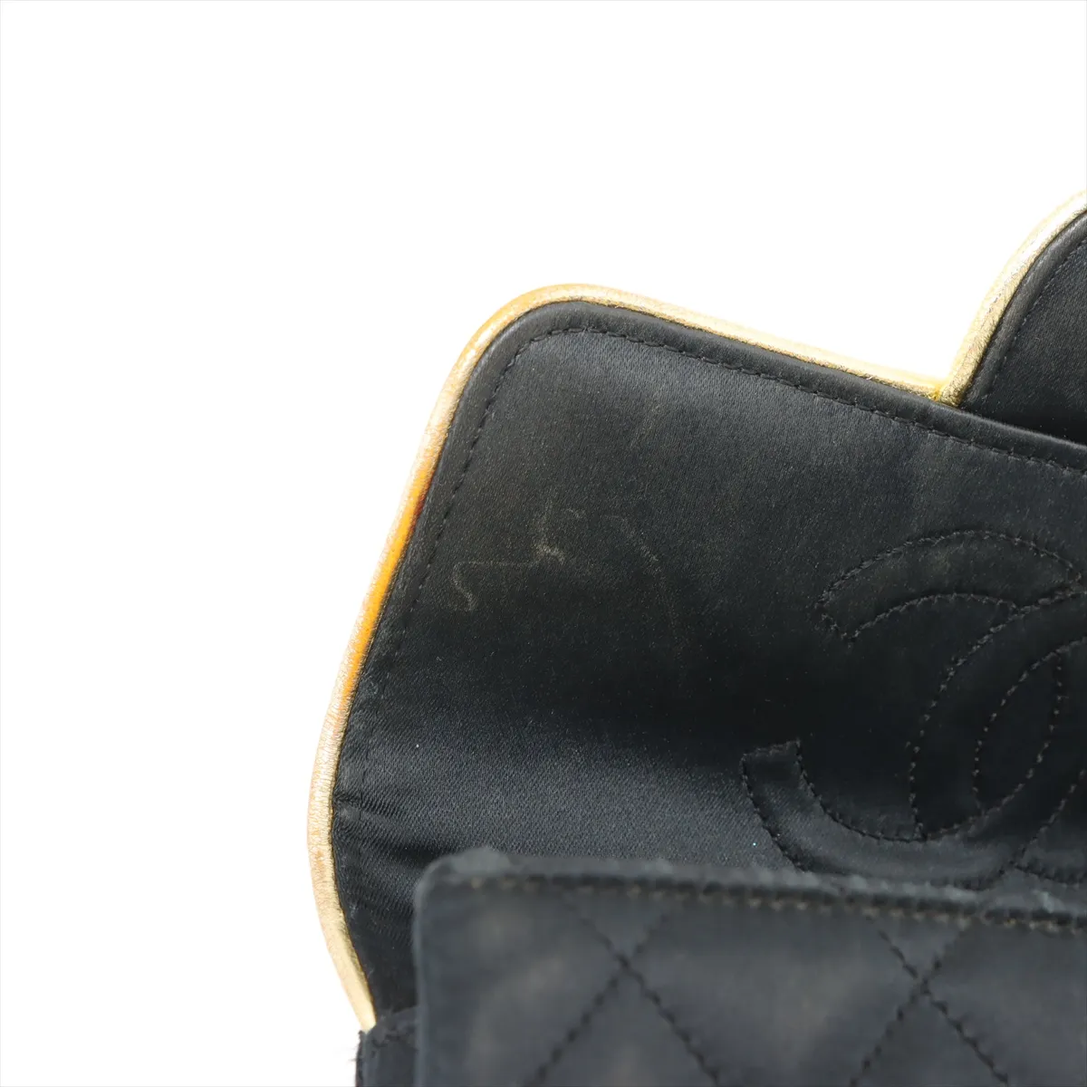 Mini Matelasse Satin x Leather Single Flap Single Chain Bag Black Gold Hardware 1354882 No. 1 — view 11