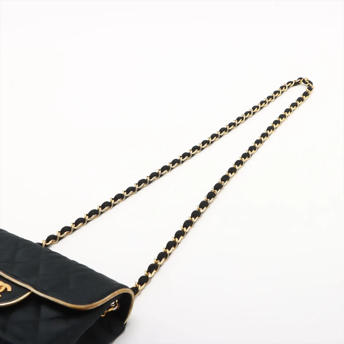 Mini Matelasse Satin x Leather Single Flap Single Chain Bag Black Gold Hardware 1354882 No. 1 — view 5