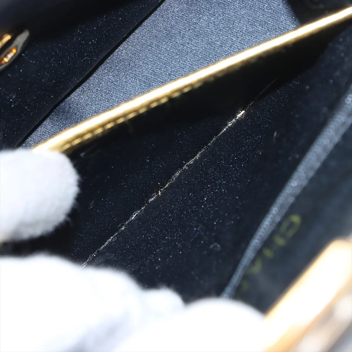 Mini Matelasse Satin x Leather Single Flap Single Chain Bag Black Gold Hardware 1354882 No. 1 — view 7