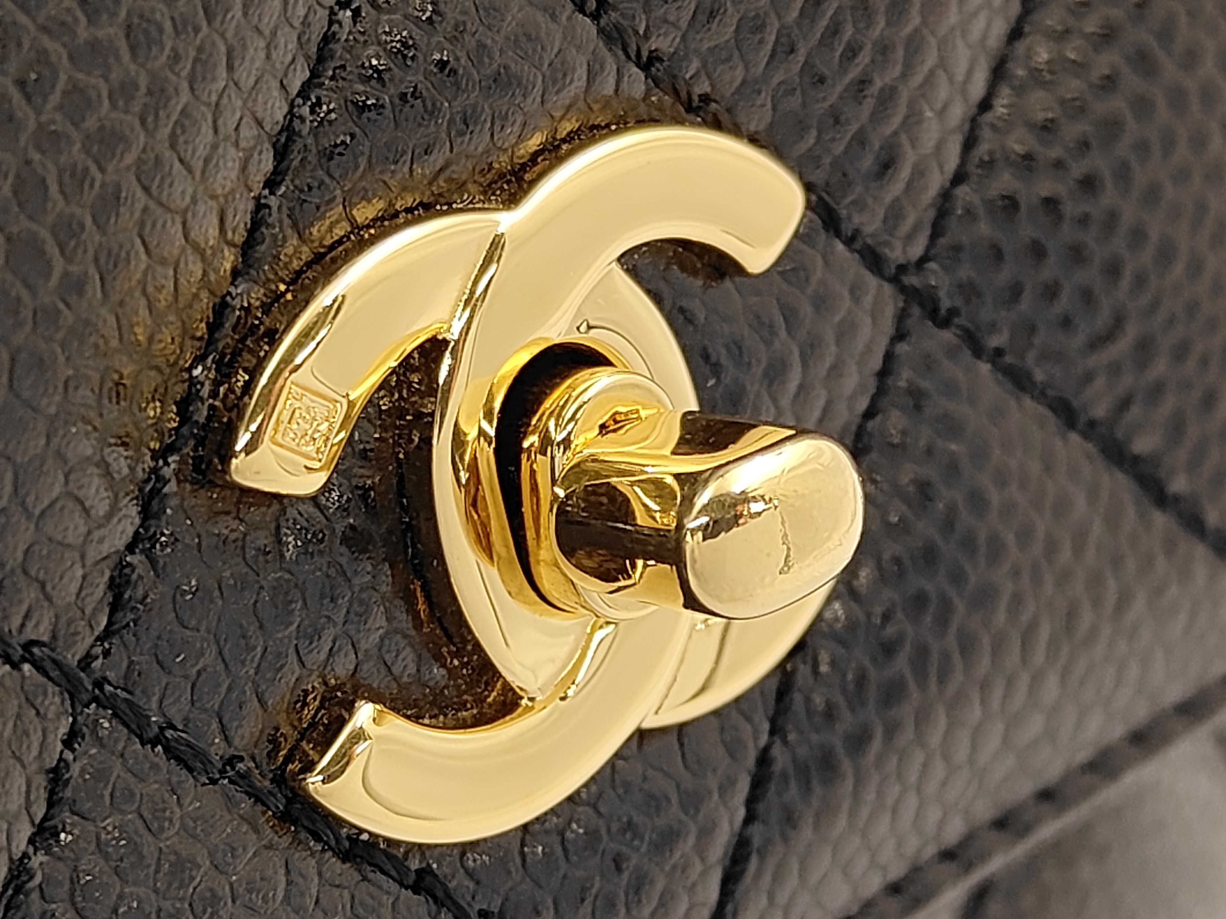 Caviar Skin Handbag, Gold Hardware, No. 6 Seal — view 14