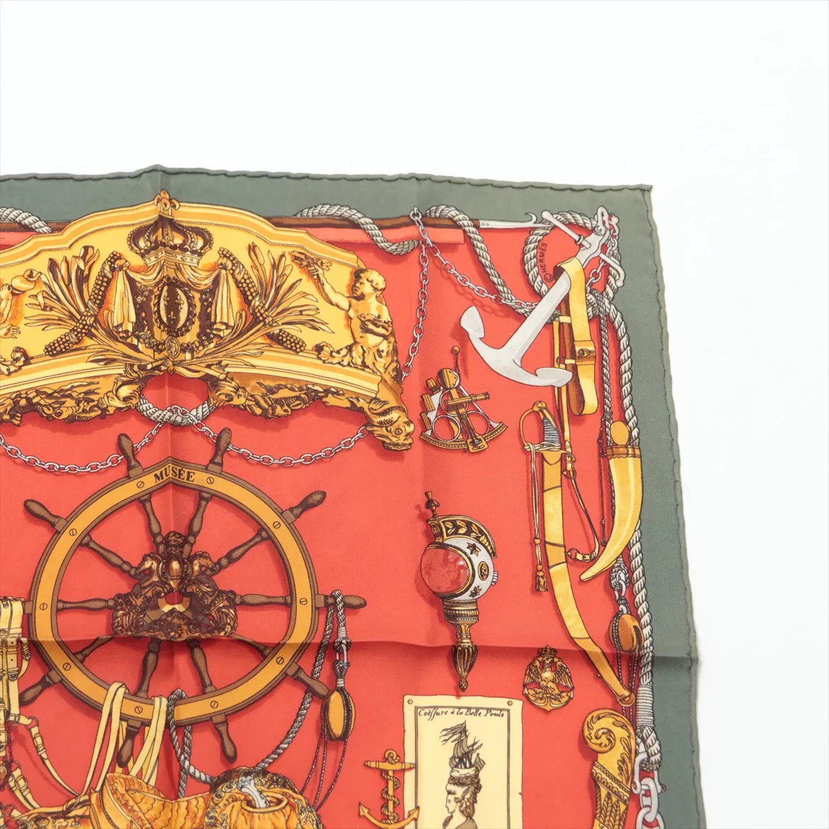 Carre 45 MUSEE Museum Scarf Silk Red x Green — view 3