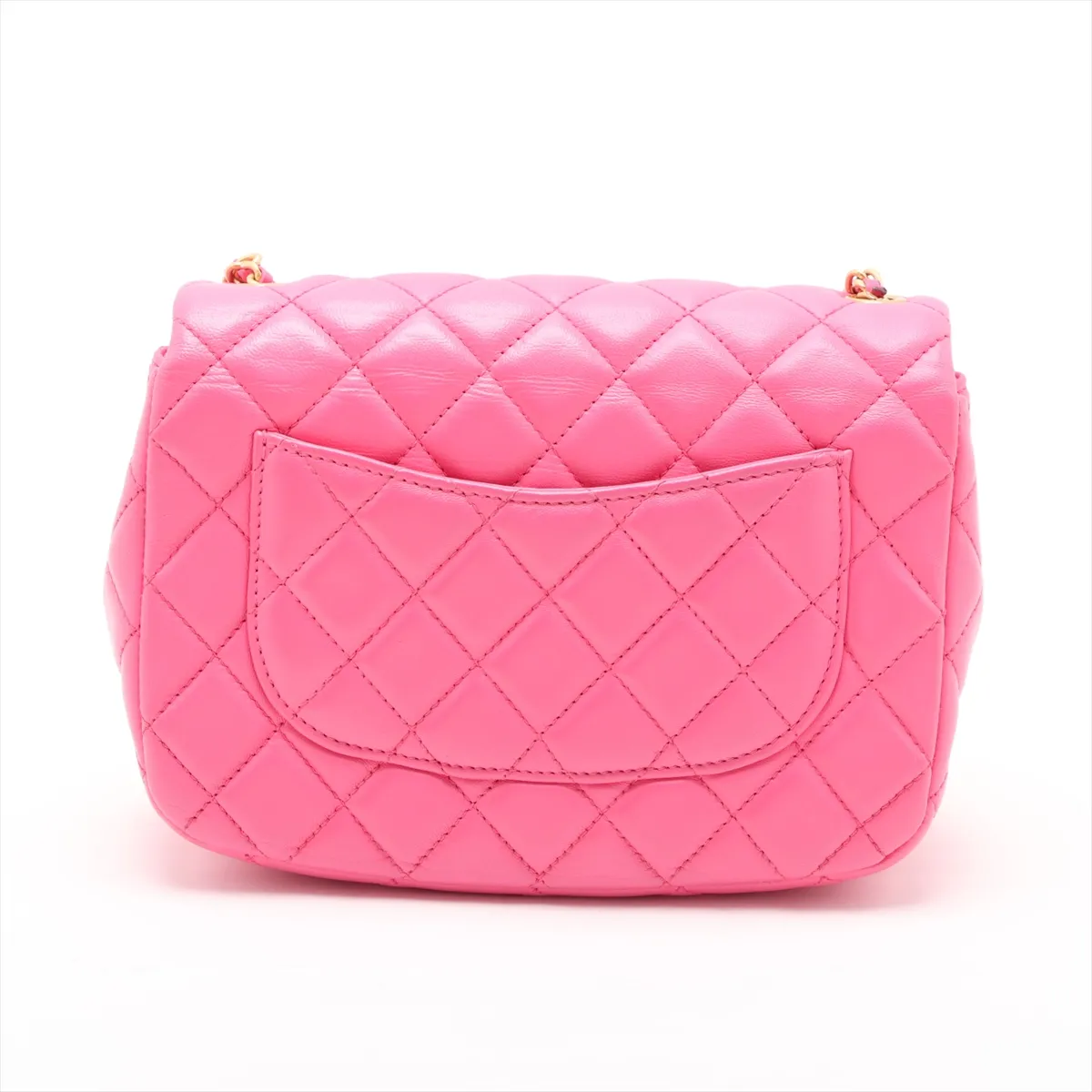 Mini Matelassé 20 Lambskin Single Flap Single Chain Bag, Pink with Gold Hardware, U291U7A0, Random Plate, A69900 — view 2