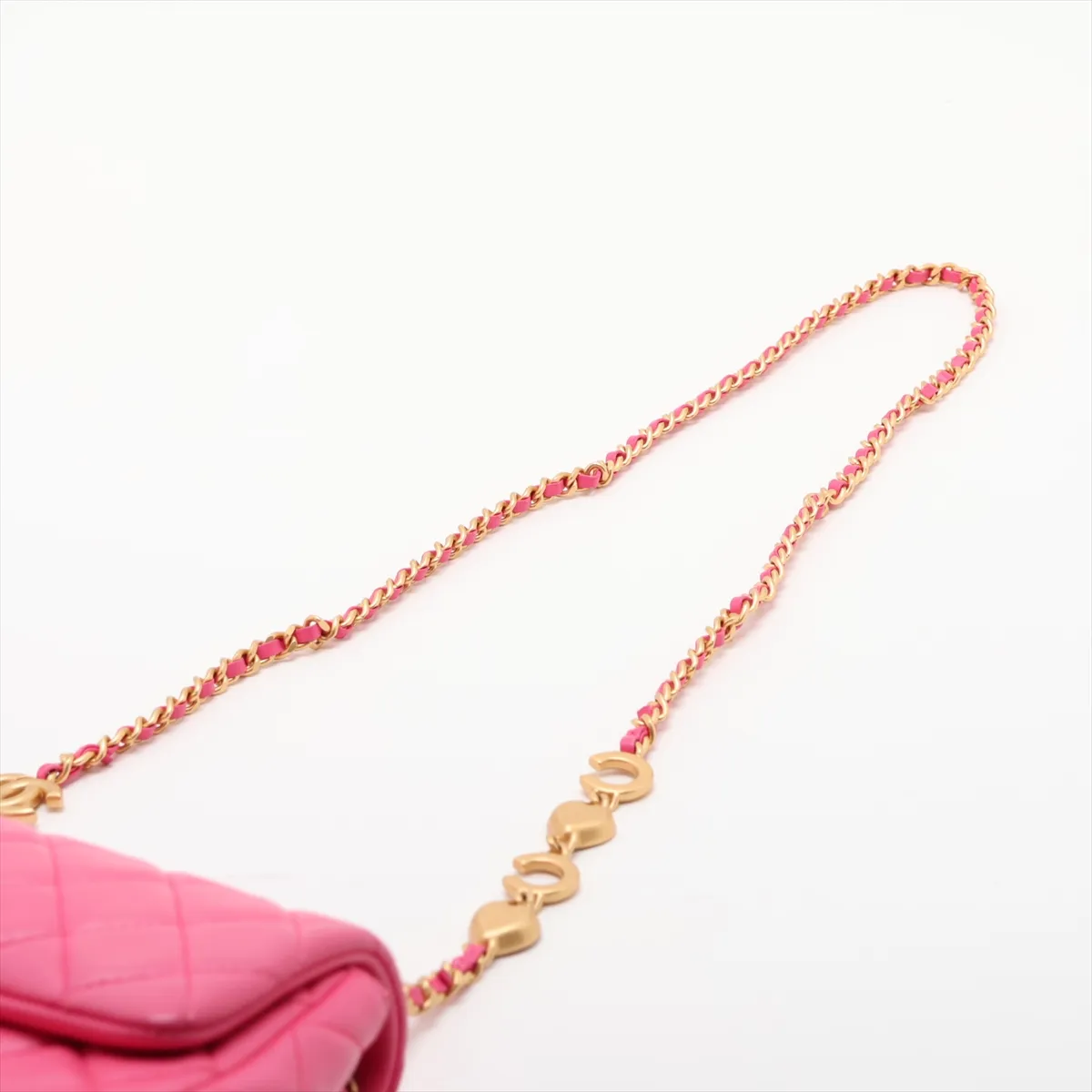 Mini Matelassé 20 Lambskin Single Flap Single Chain Bag, Pink with Gold Hardware, U291U7A0, Random Plate, A69900 — view 5