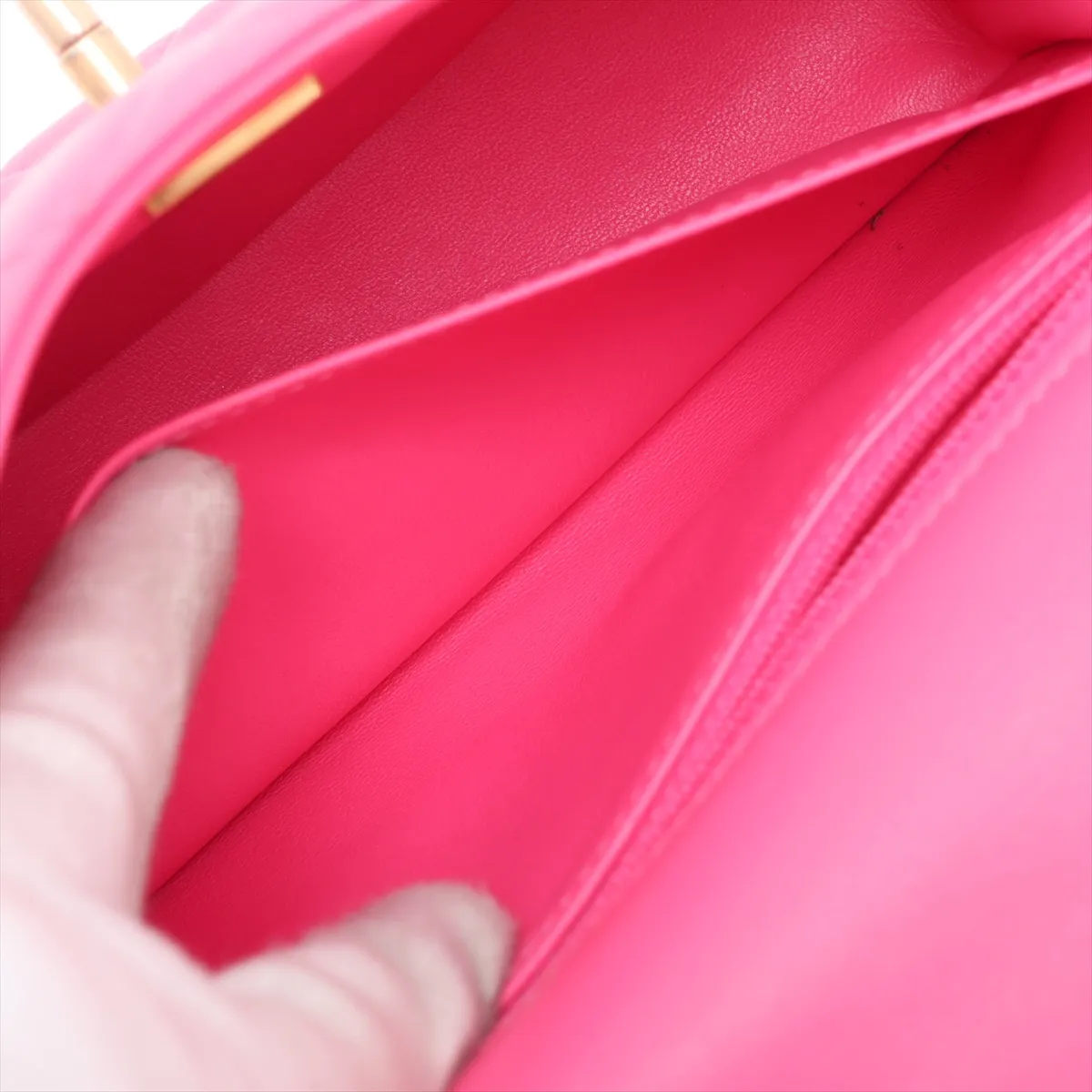 Mini Matelassé 20 Lambskin Single Flap Single Chain Bag, Pink with Gold Hardware, U291U7A0, Random Plate, A69900 — view 7