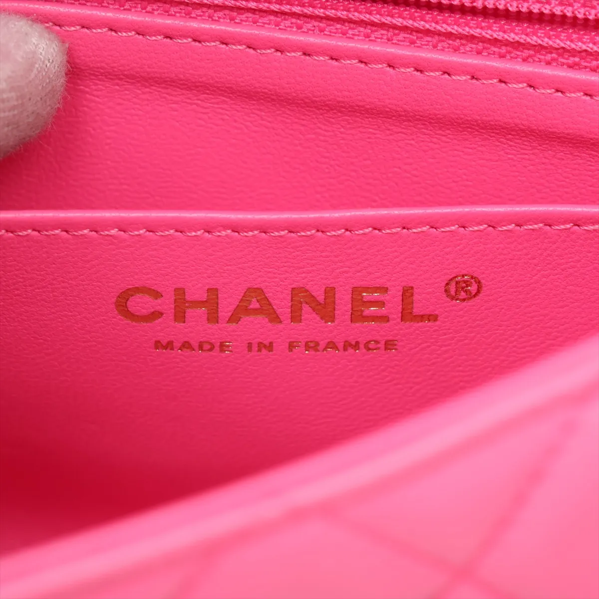 Mini Matelassé 20 Lambskin Single Flap Single Chain Bag, Pink with Gold Hardware, U291U7A0, Random Plate, A69900 — view 10