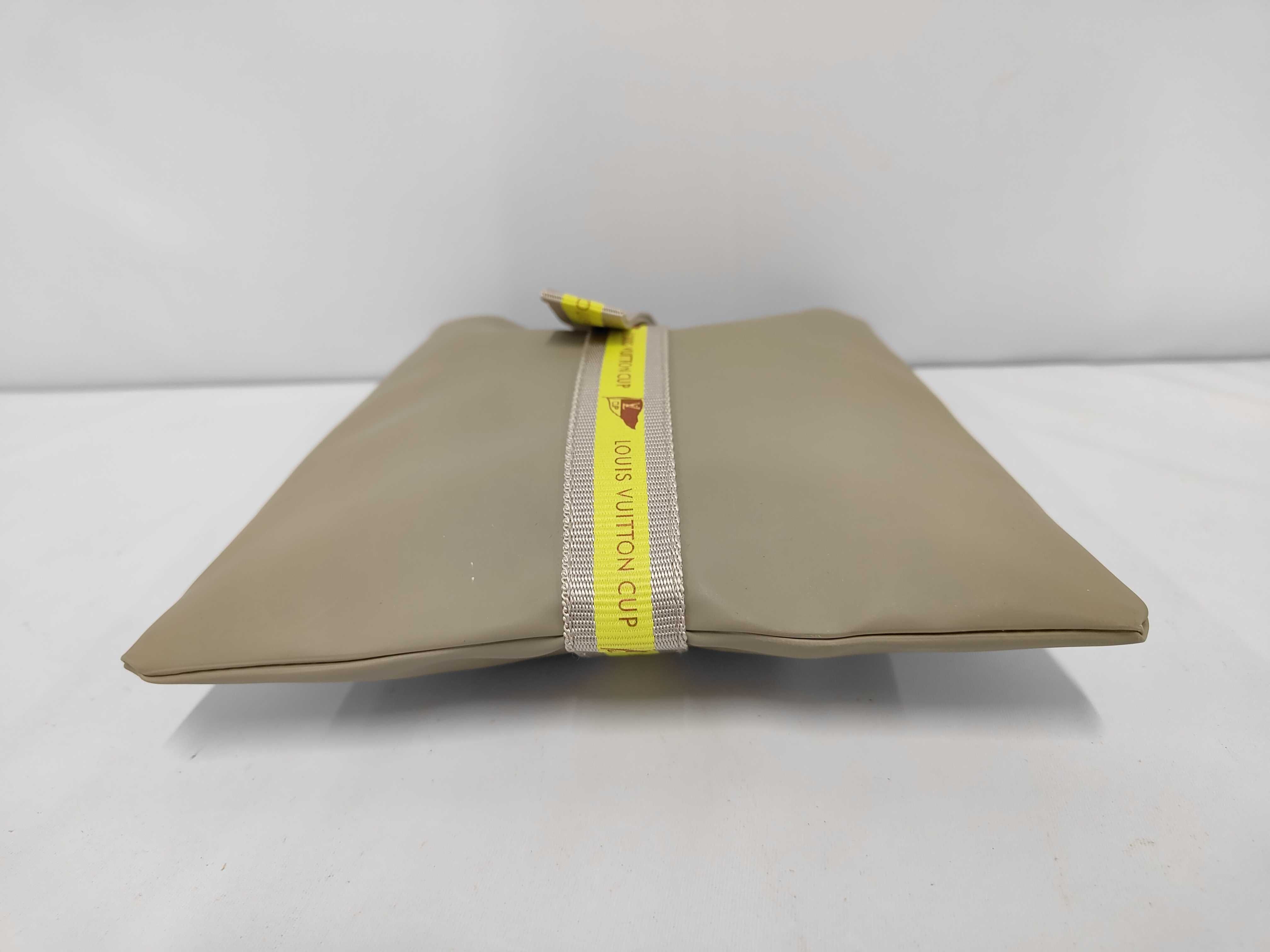 LV Cup 2003 Limited Edition D60184 Gray Yellow Polyurethane Nylon Pouch — view 3