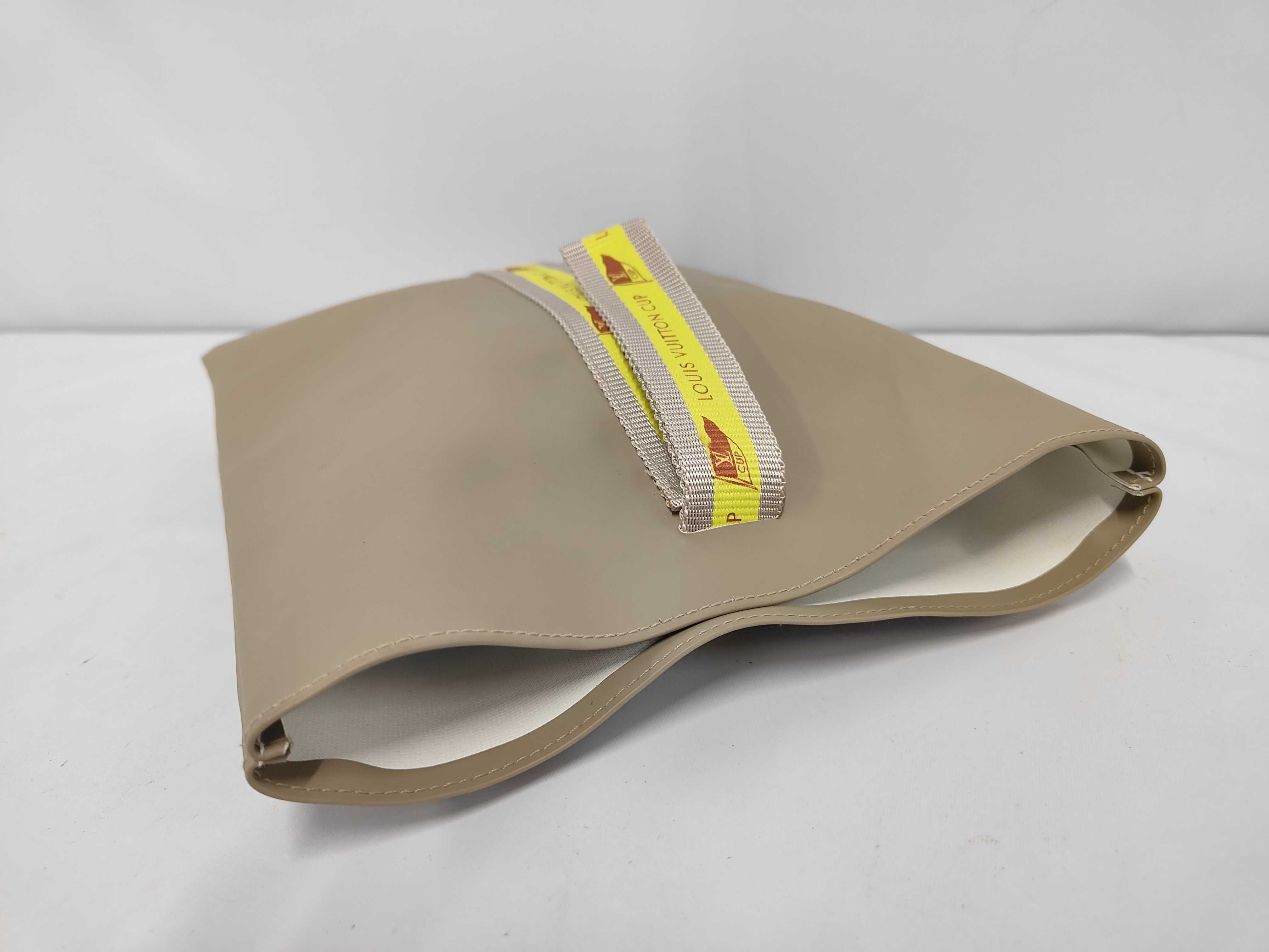 LV Cup 2003 Limited Edition D60184 Gray Yellow Polyurethane Nylon Pouch — view 5