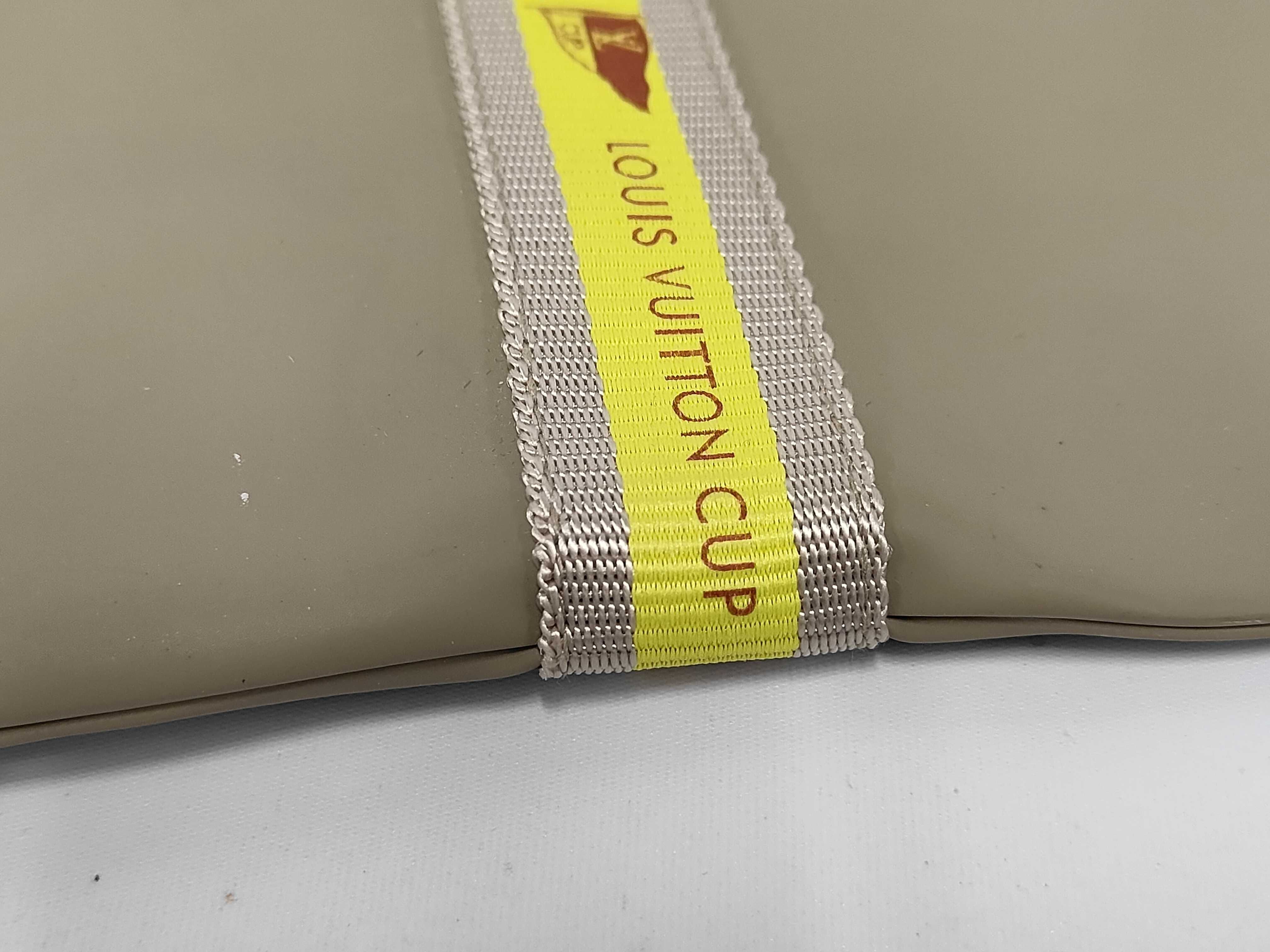 LV Cup 2003 Limited Edition D60184 Gray Yellow Polyurethane Nylon Pouch — view 9