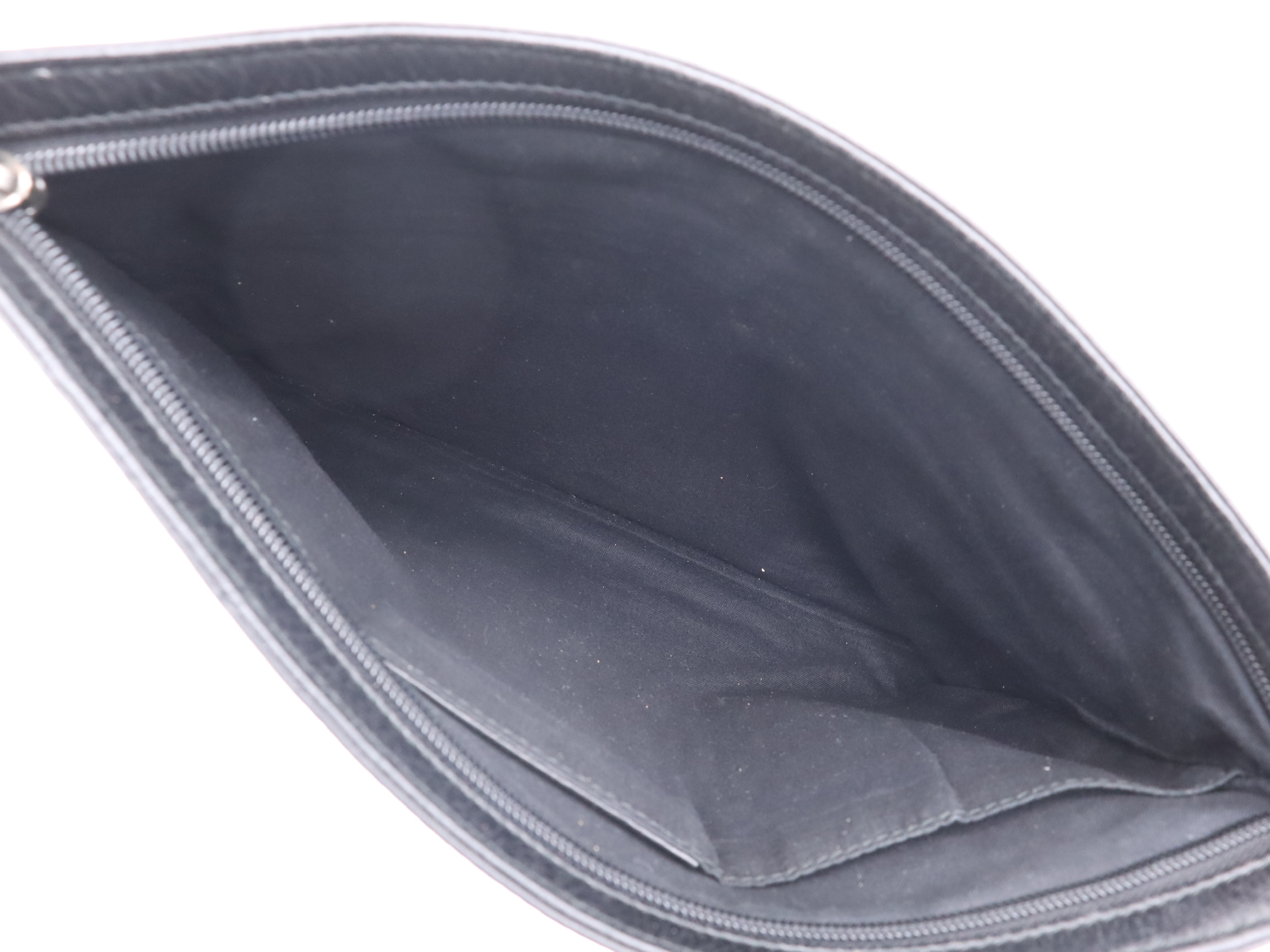 Leather Graffiti Clutch Bag, Black, Silver Hardware — view 9