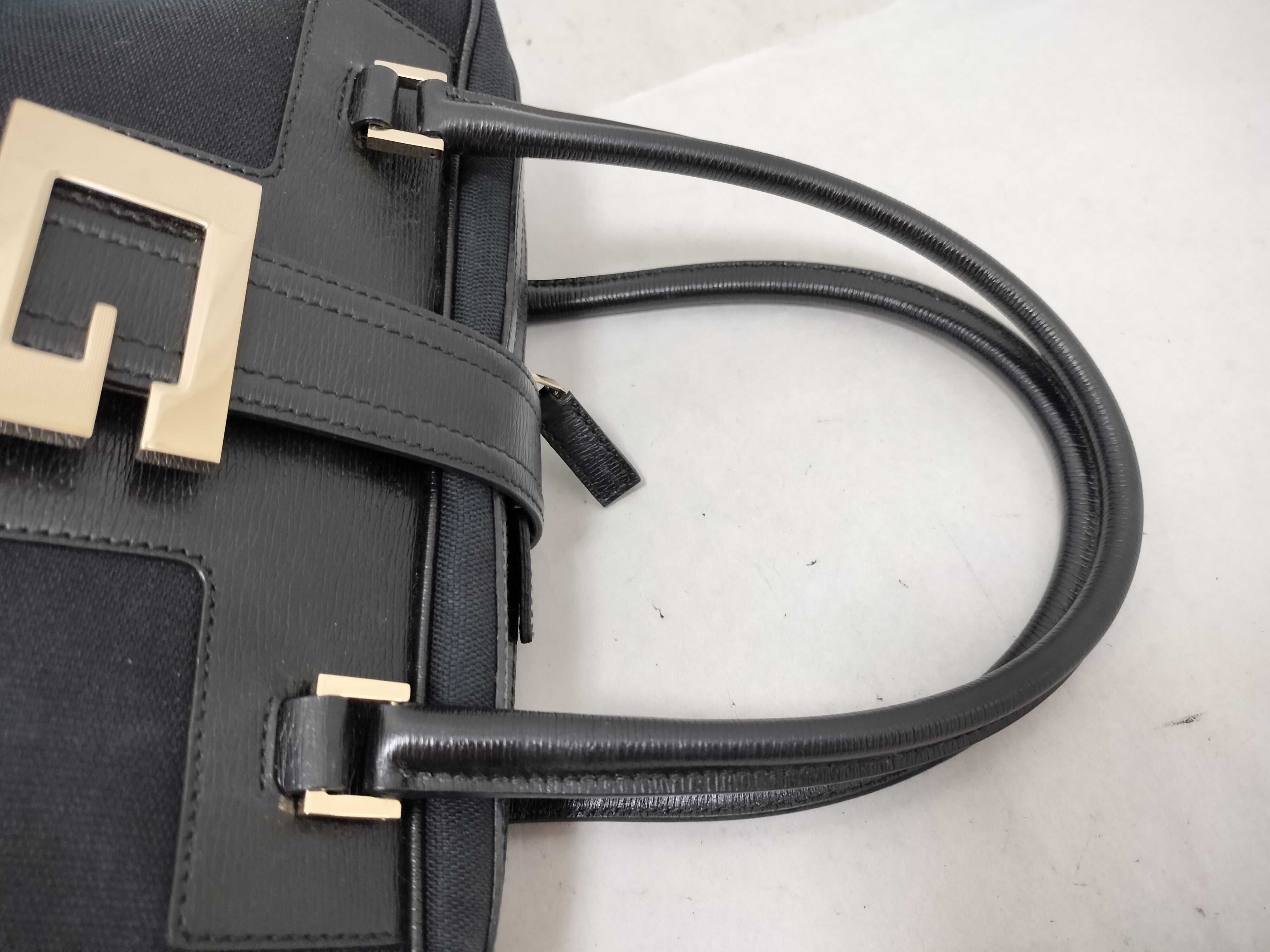 Canvas Leather Handbag, Black — view 3