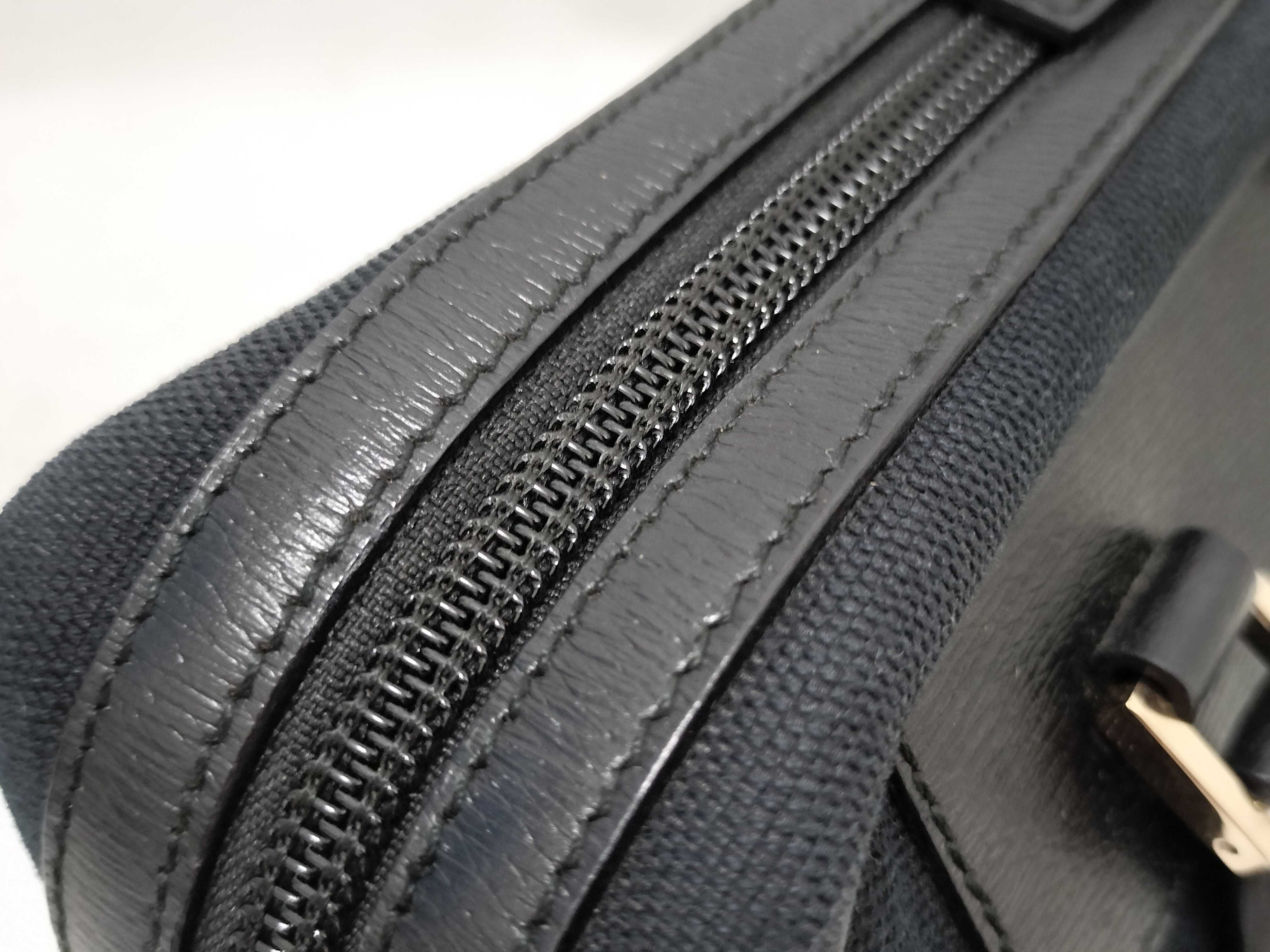 Canvas Leather Handbag, Black — view 6