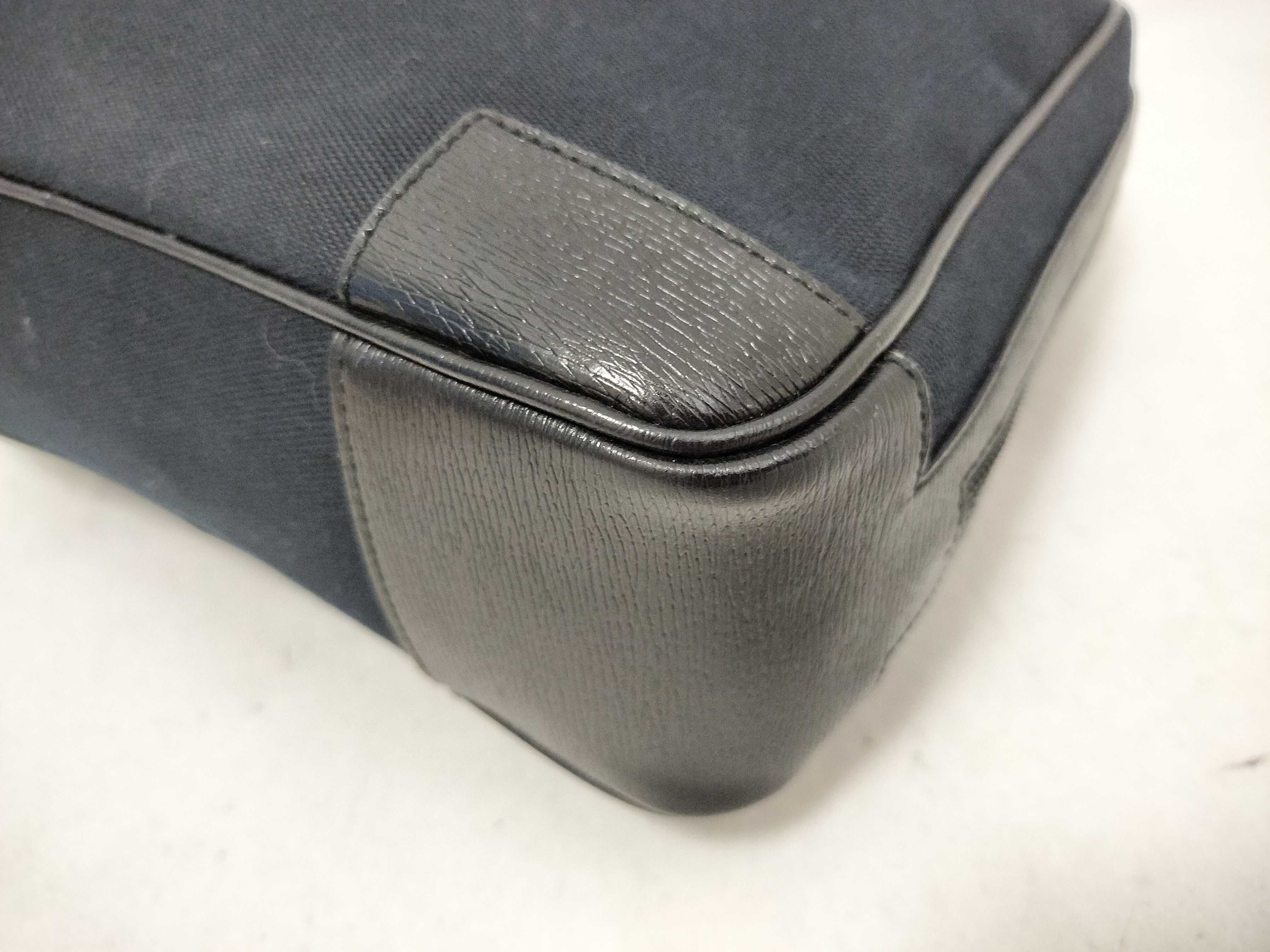 Canvas Leather Handbag, Black — view 7