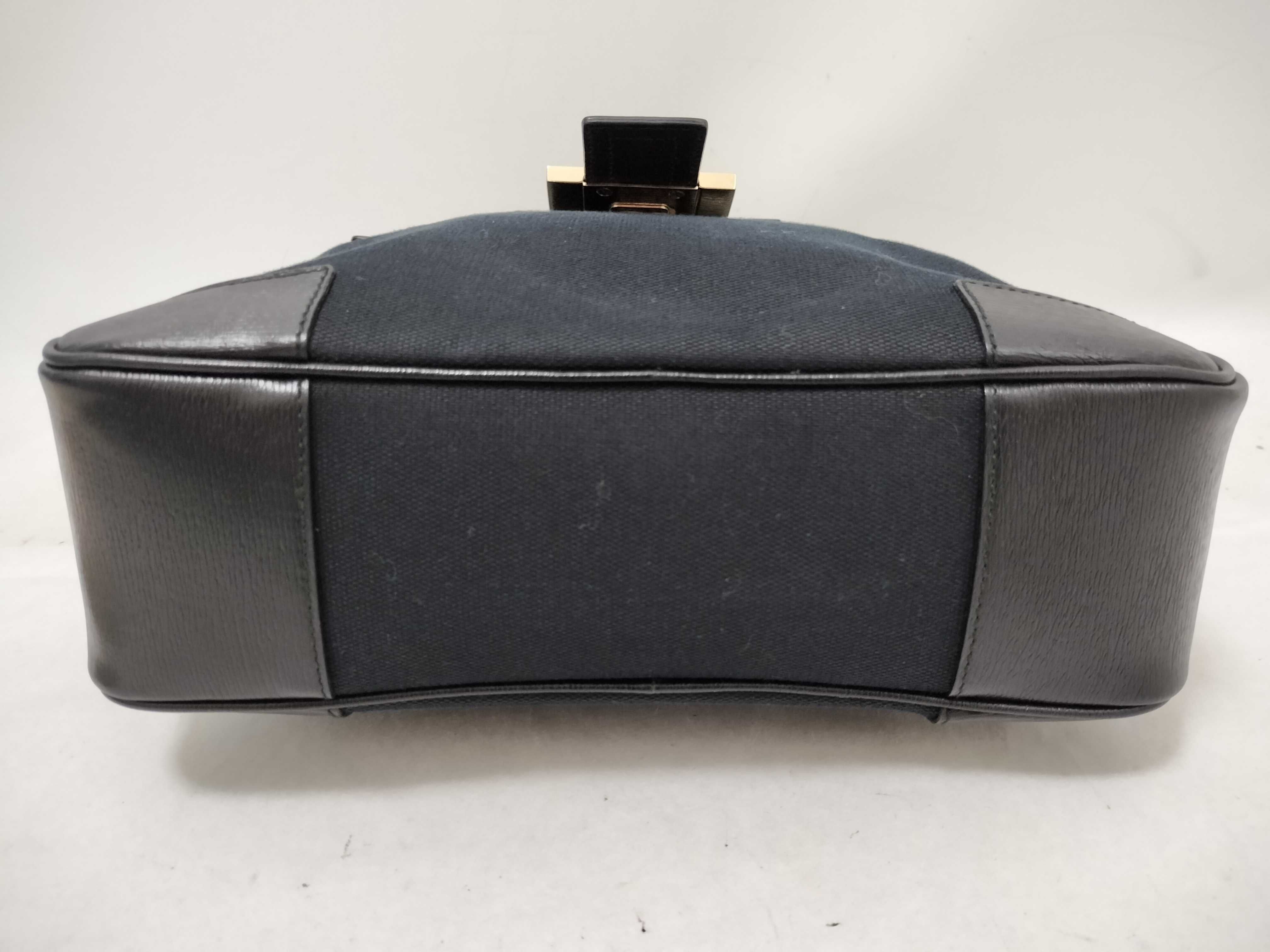 Canvas Leather Handbag, Black — view 8